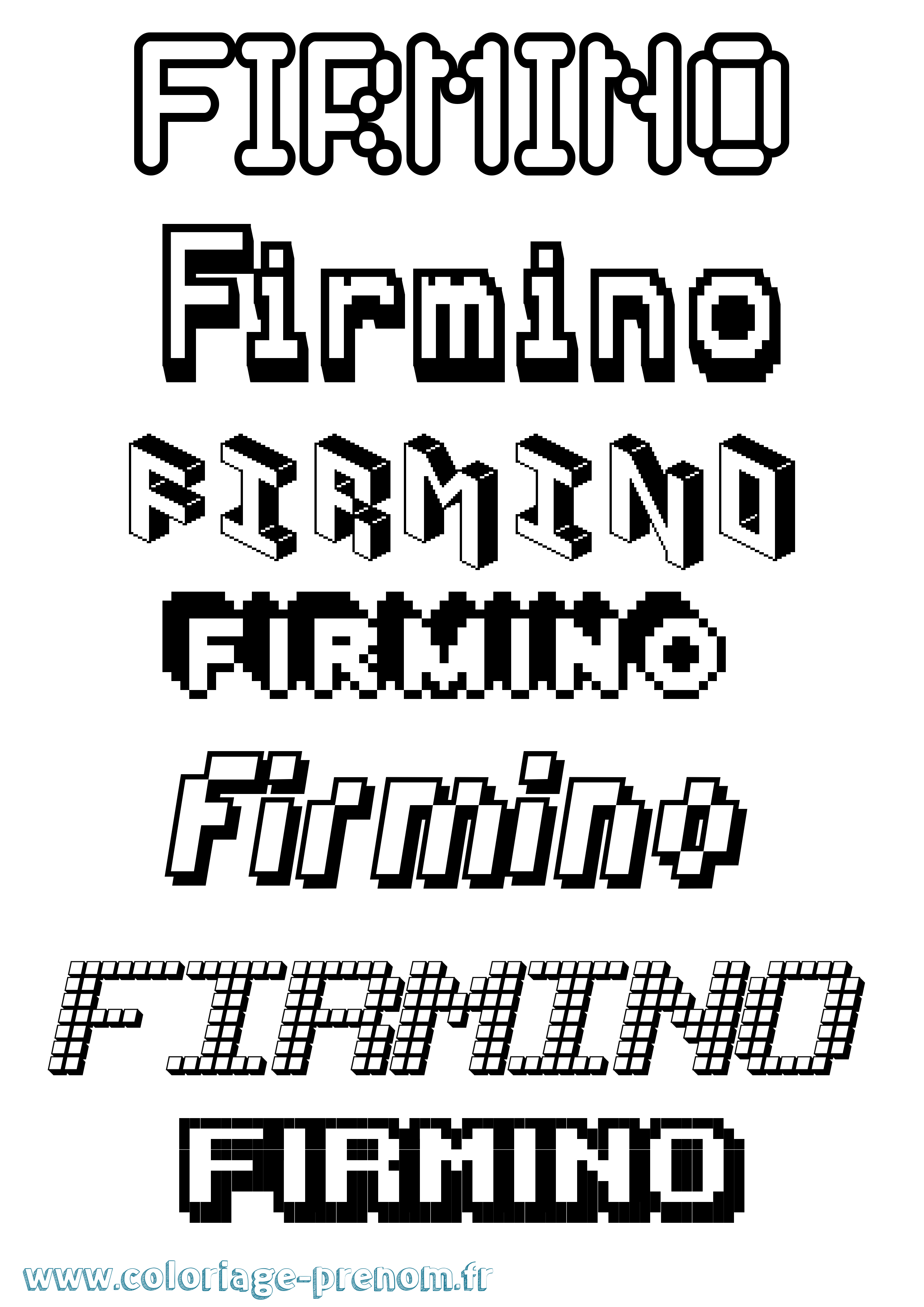 Coloriage Firmino Pixel Coloriage prénom Firmino Pixel