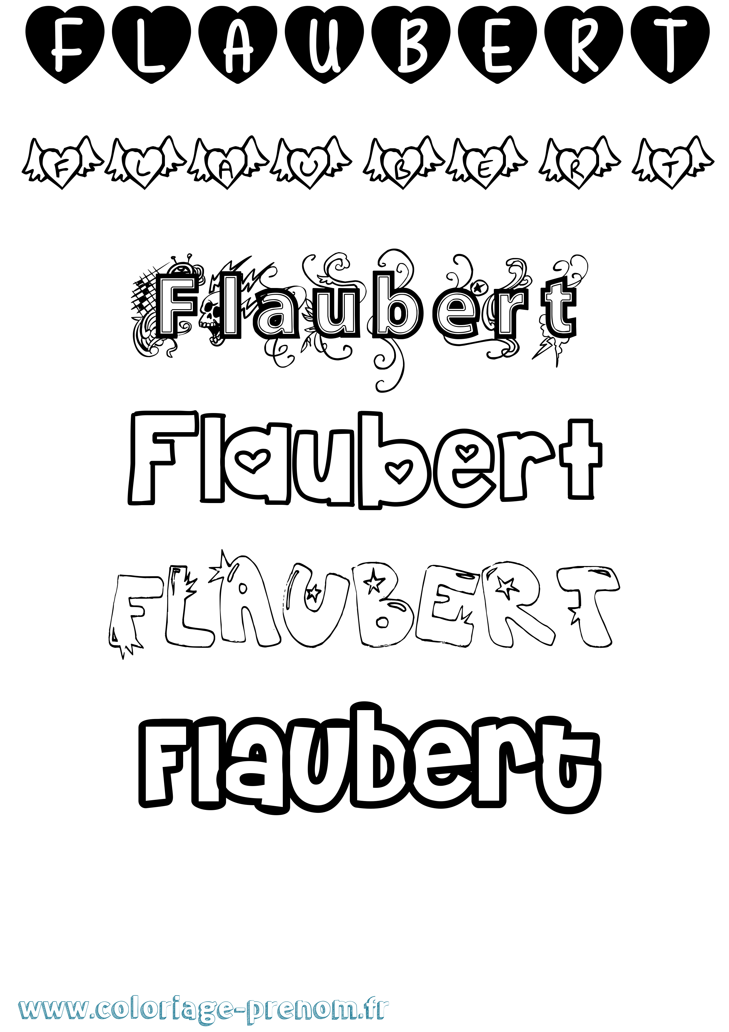 Coloriage prénom Flaubert Girly