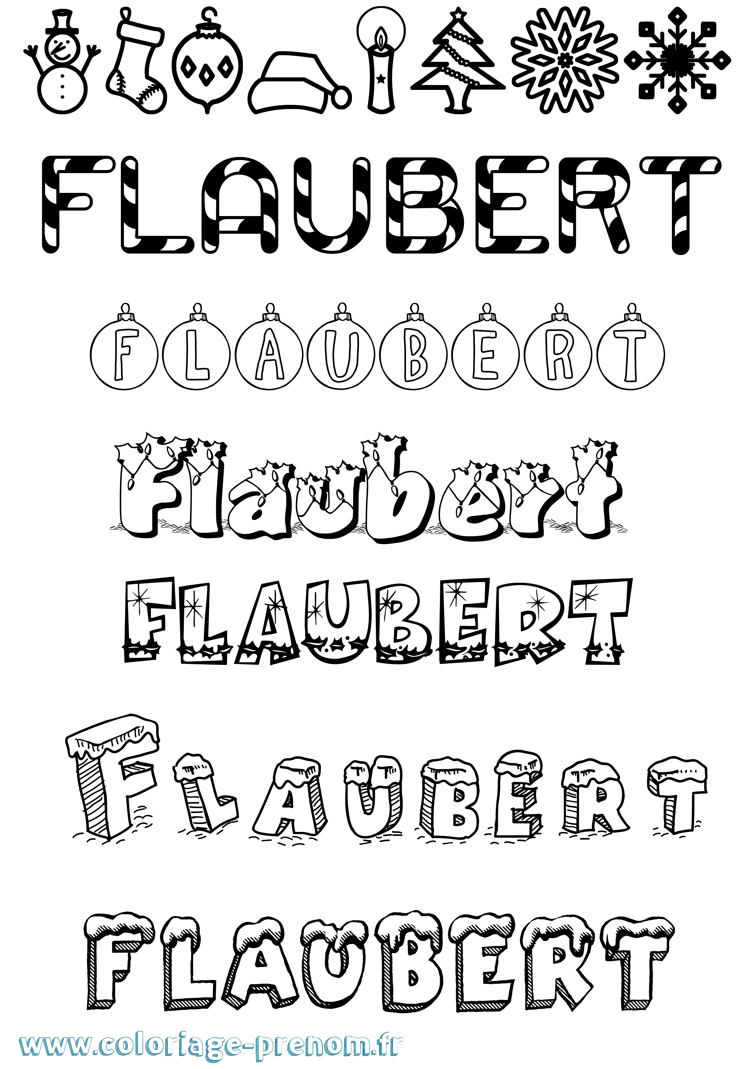 Coloriage prénom Flaubert Noël