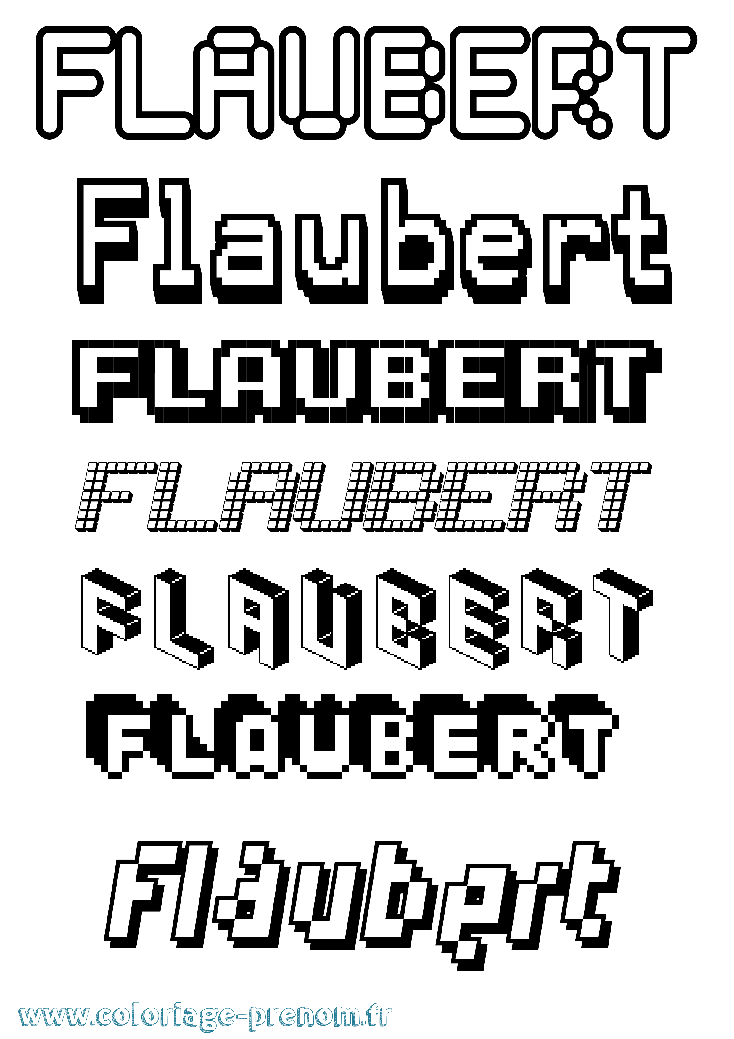 Coloriage prénom Flaubert Pixel