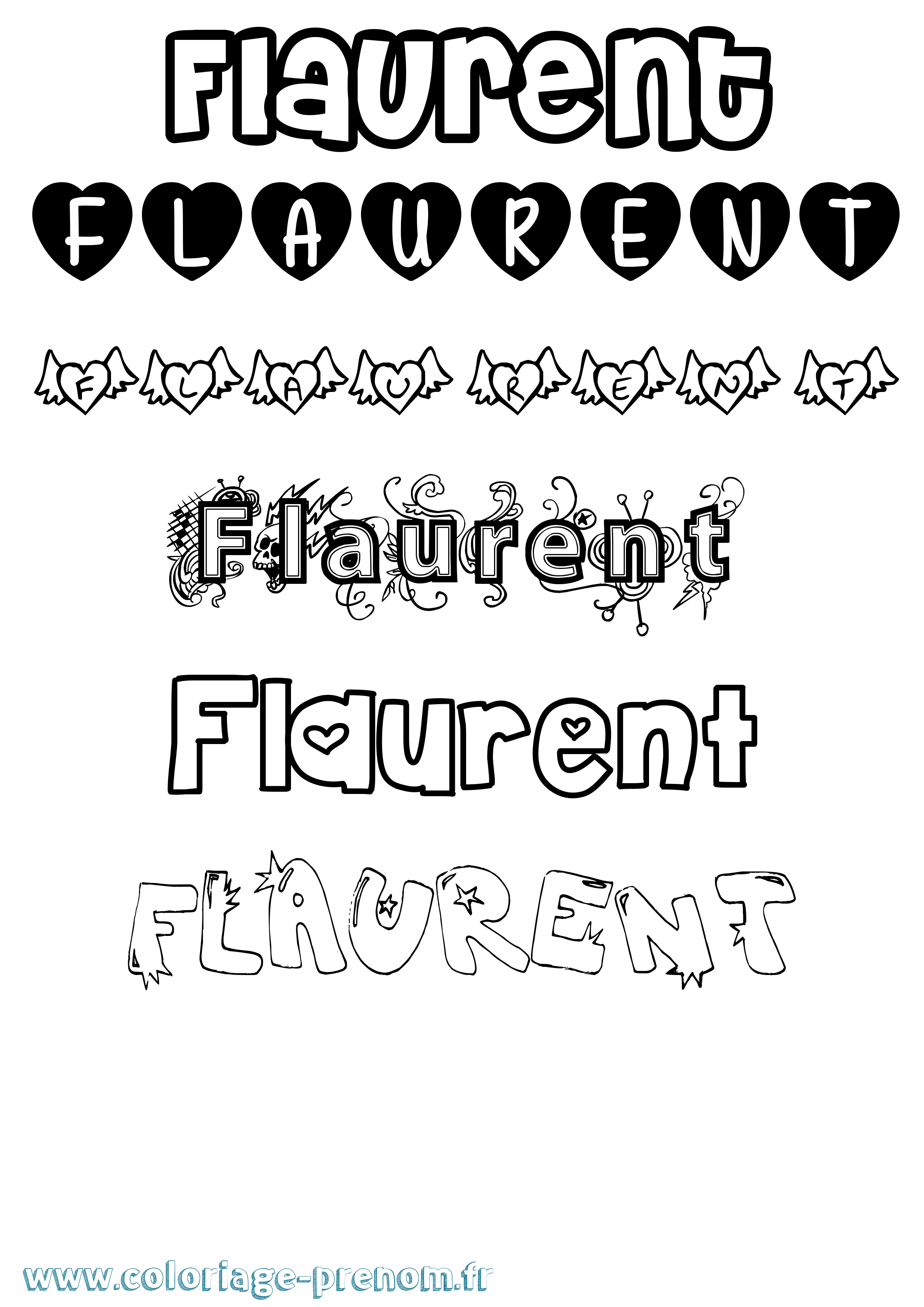 Coloriage prénom Flaurent Girly