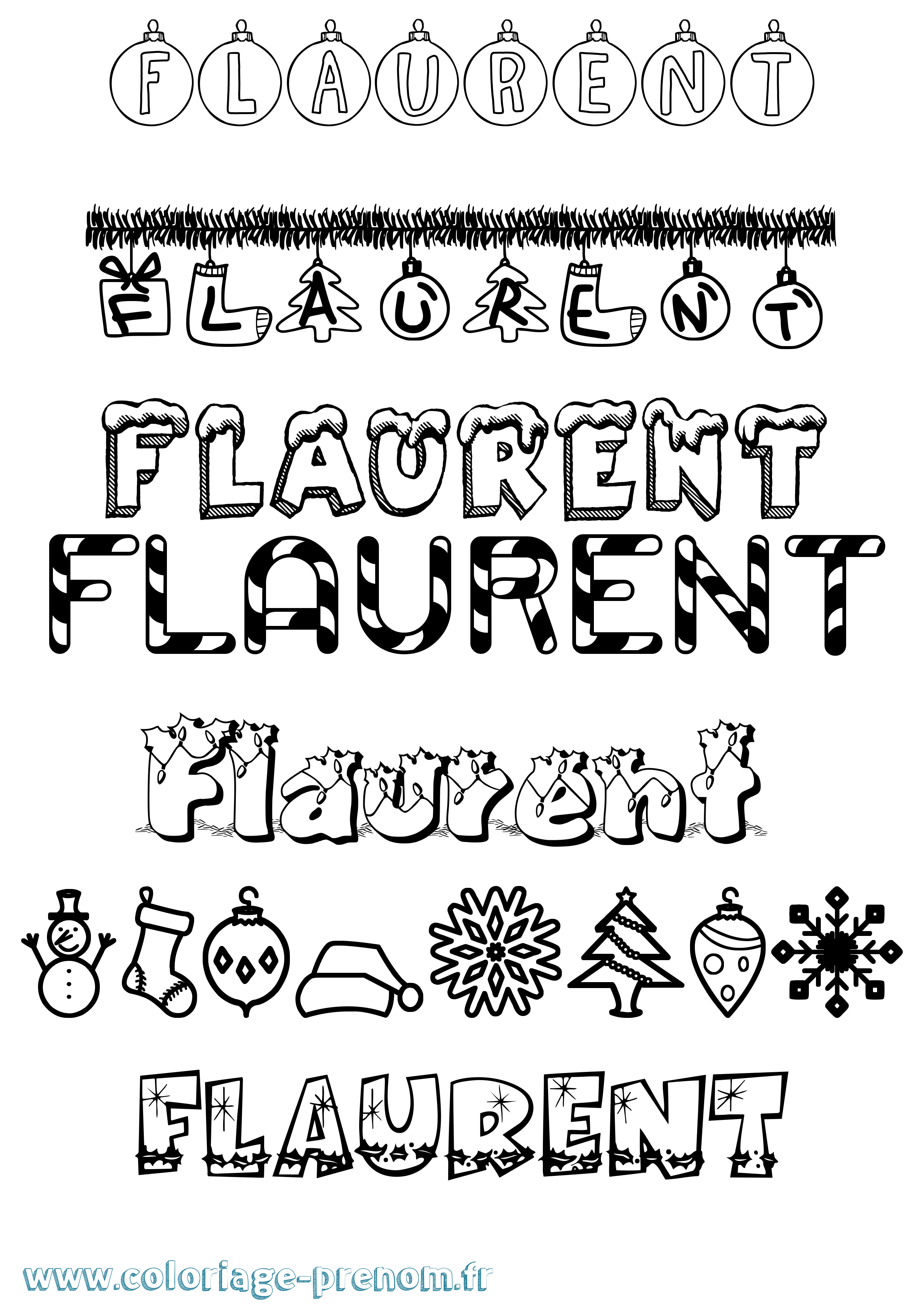 Coloriage Flaurent Noël Coloriage prénom Flaurent Noël