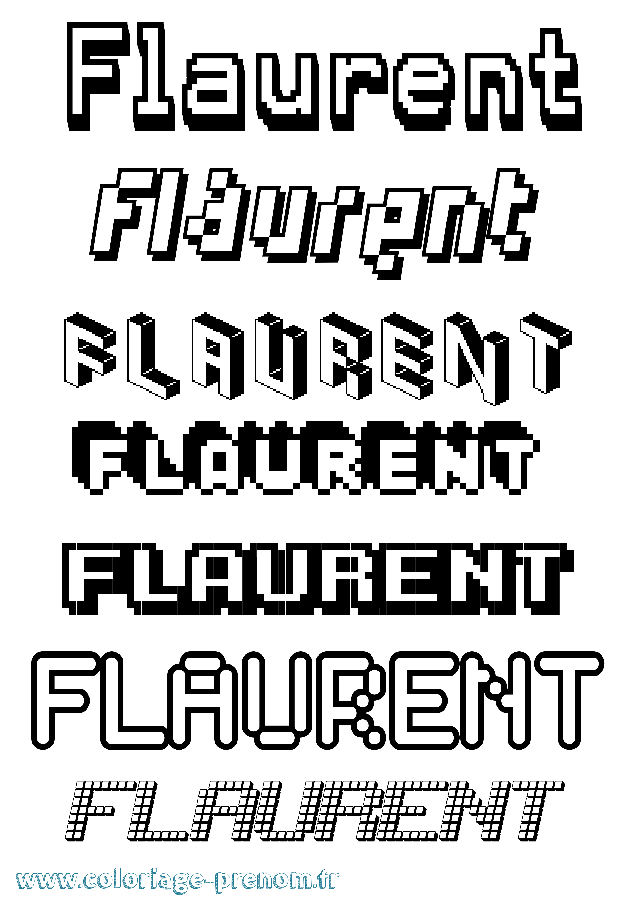 Coloriage prénom Flaurent Pixel