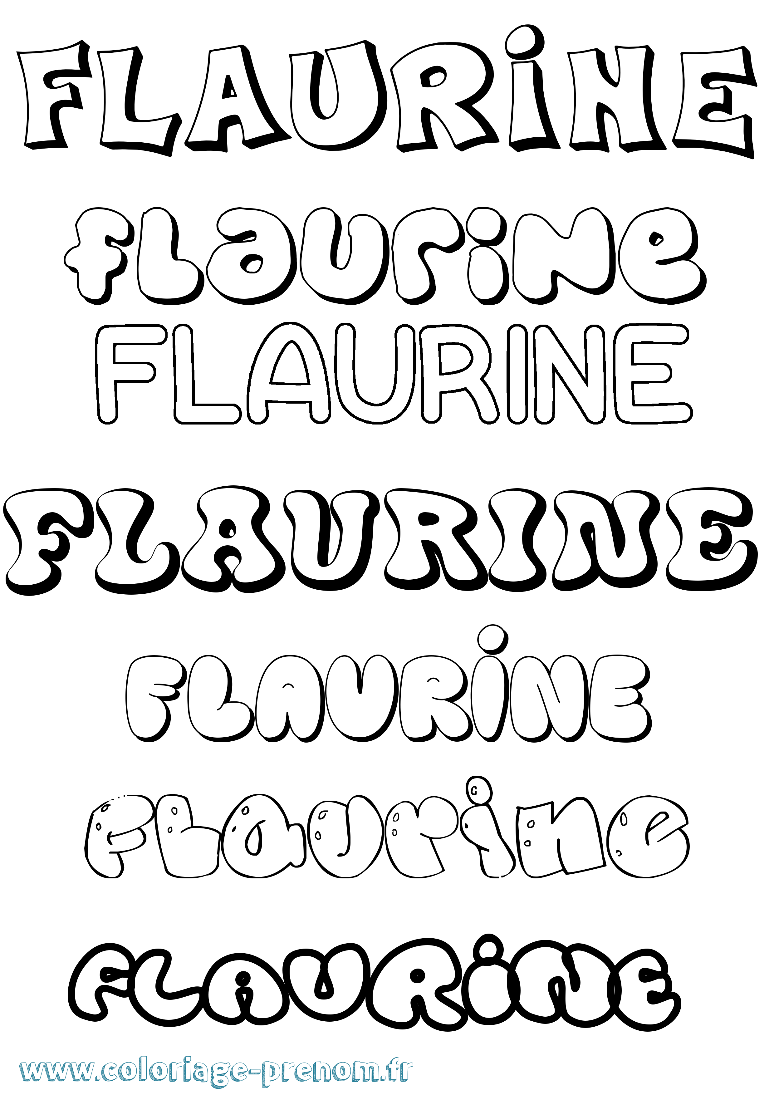 Coloriage prénom Flaurine Bubble
