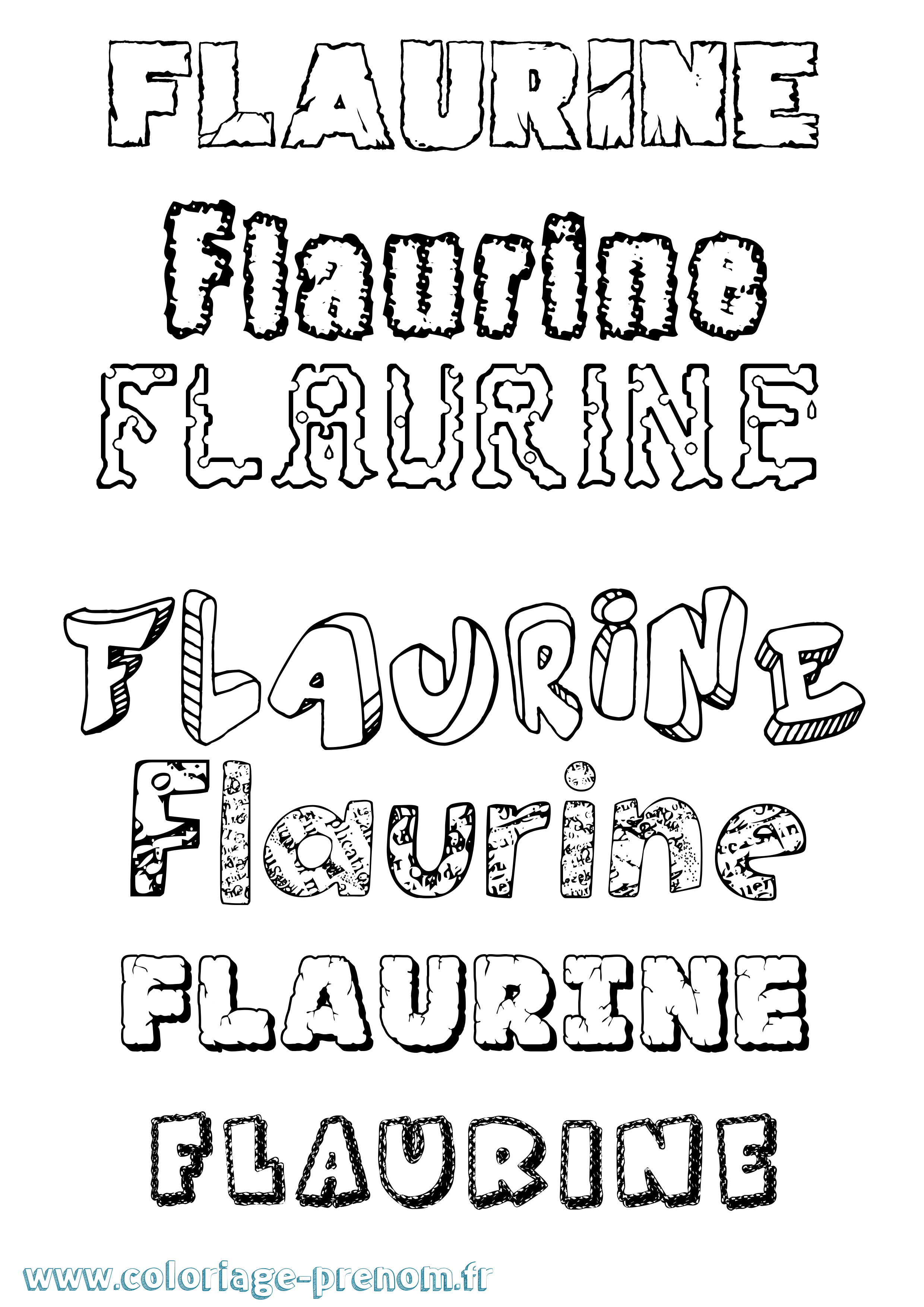 Coloriage prénom Flaurine Destructuré