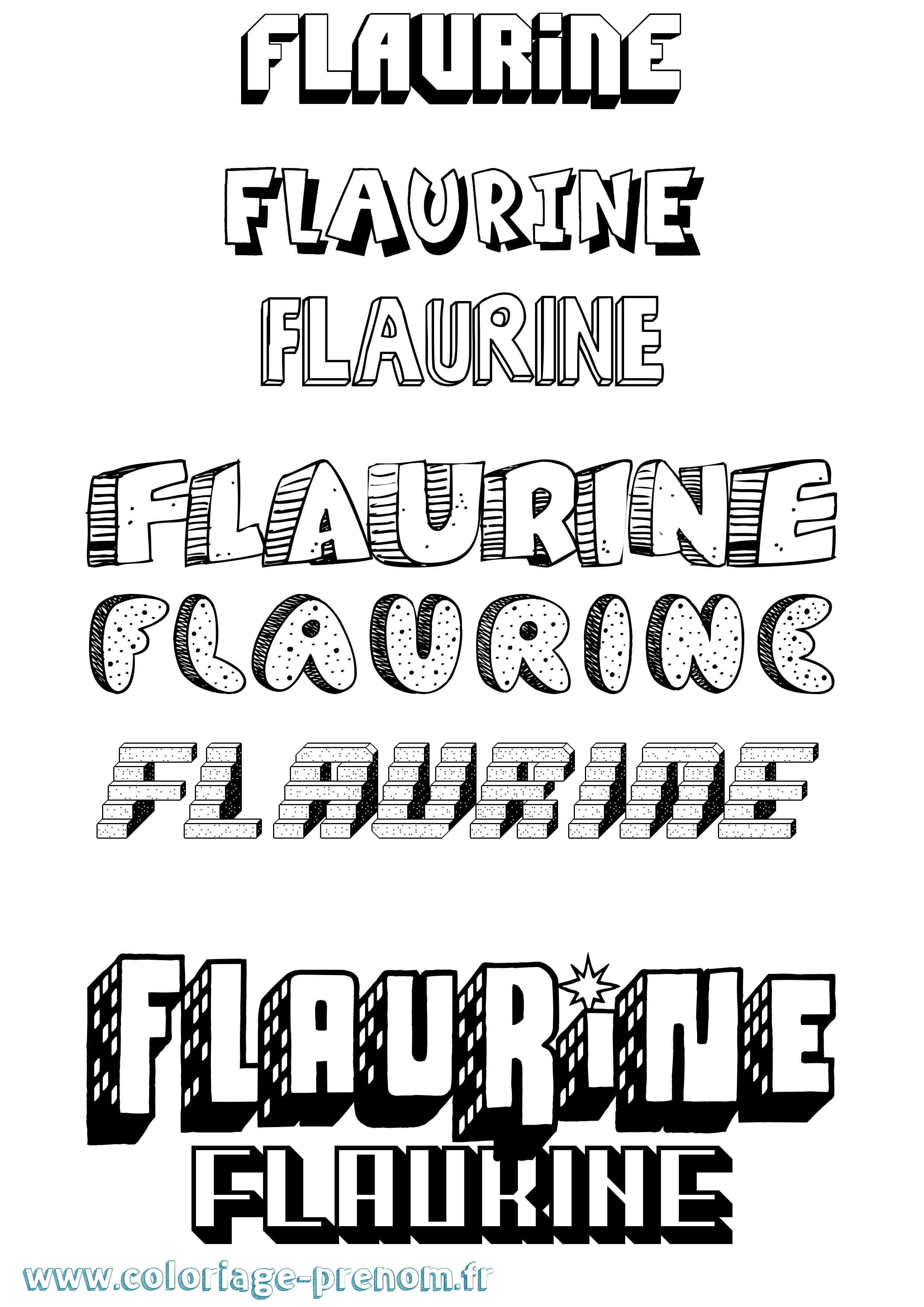 Coloriage prénom Flaurine Effet 3D