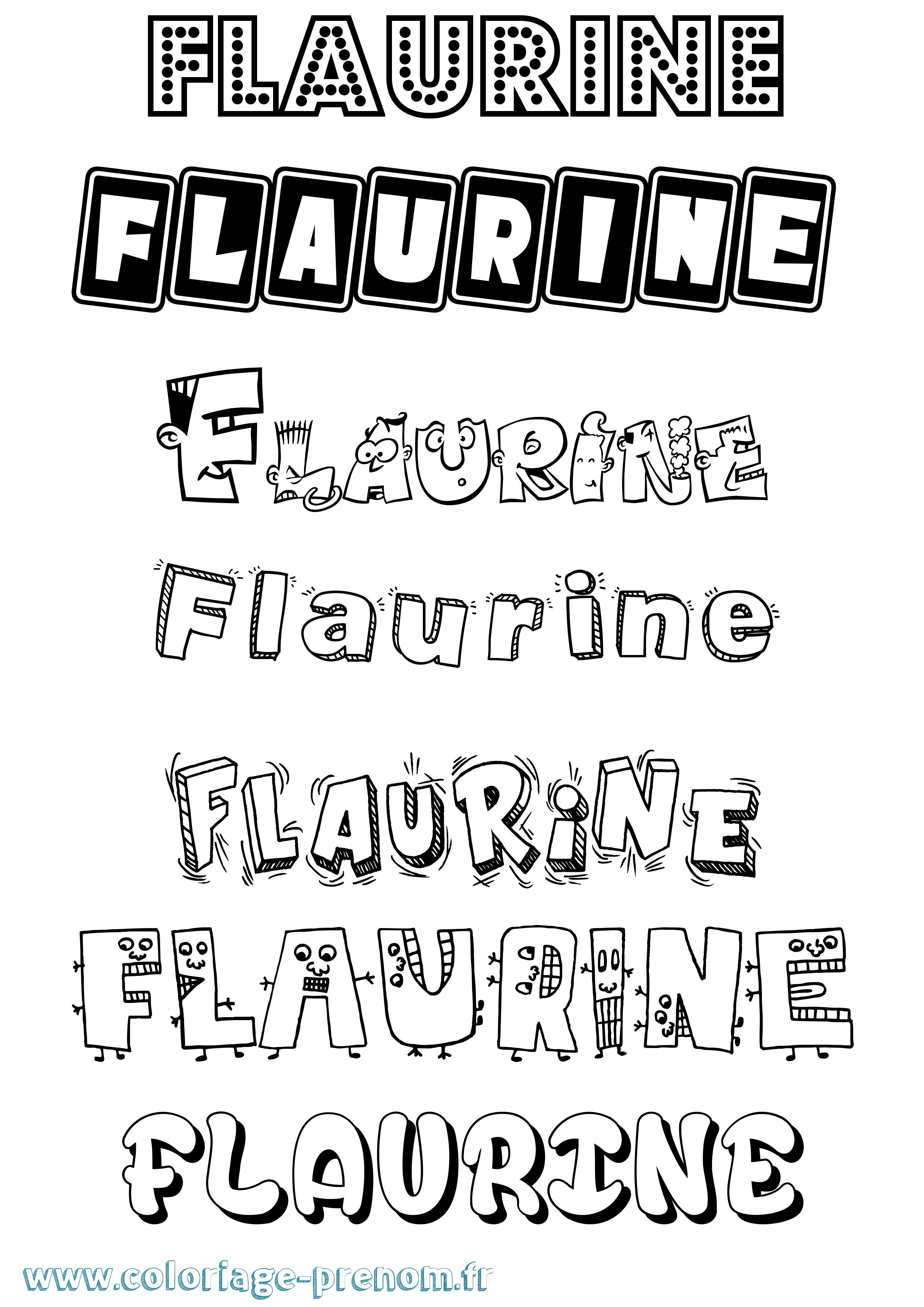 Coloriage prénom Flaurine Fun