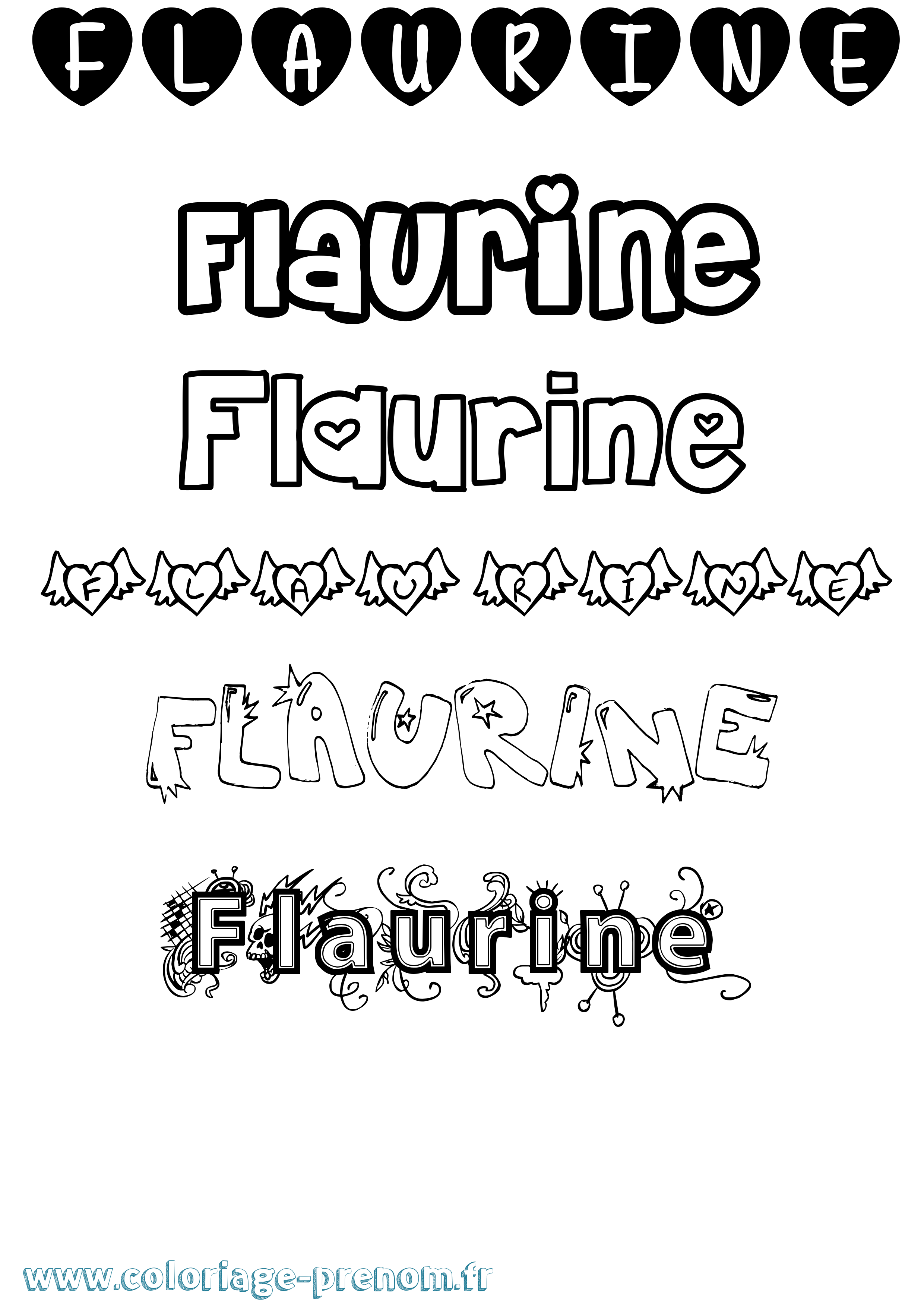 Coloriage prénom Flaurine Girly