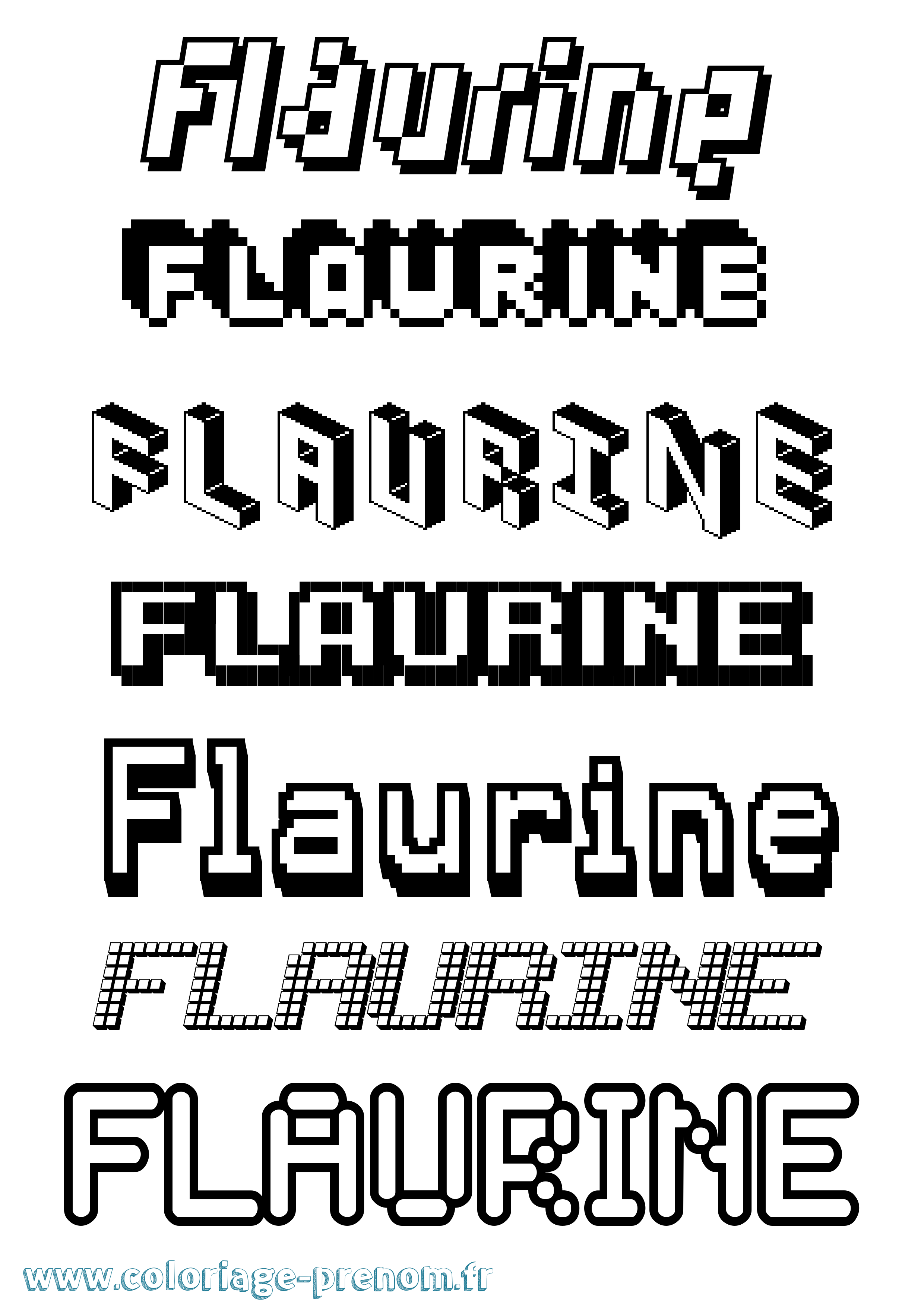 Coloriage prénom Flaurine Pixel