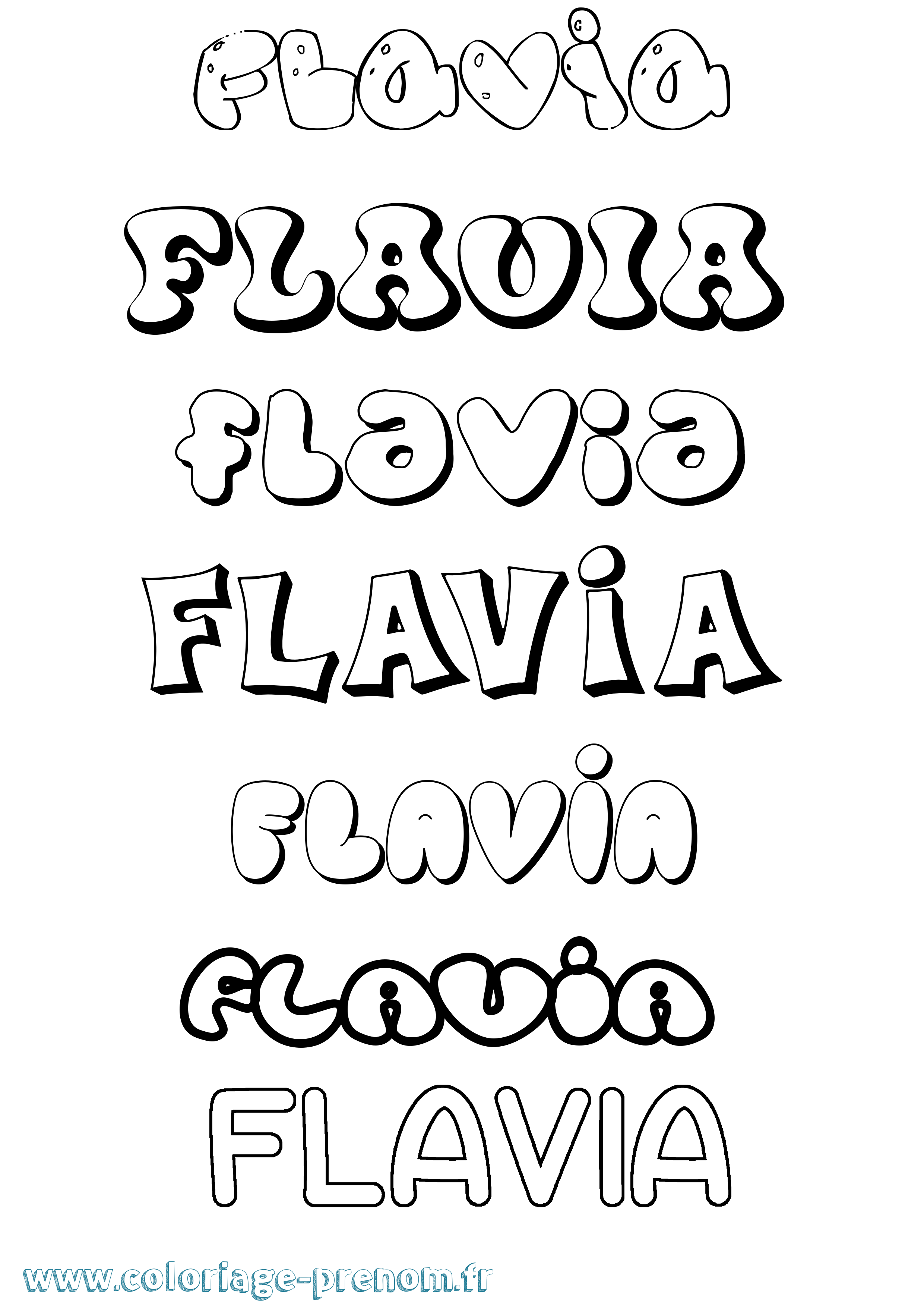 Coloriage prénom Flavia Bubble