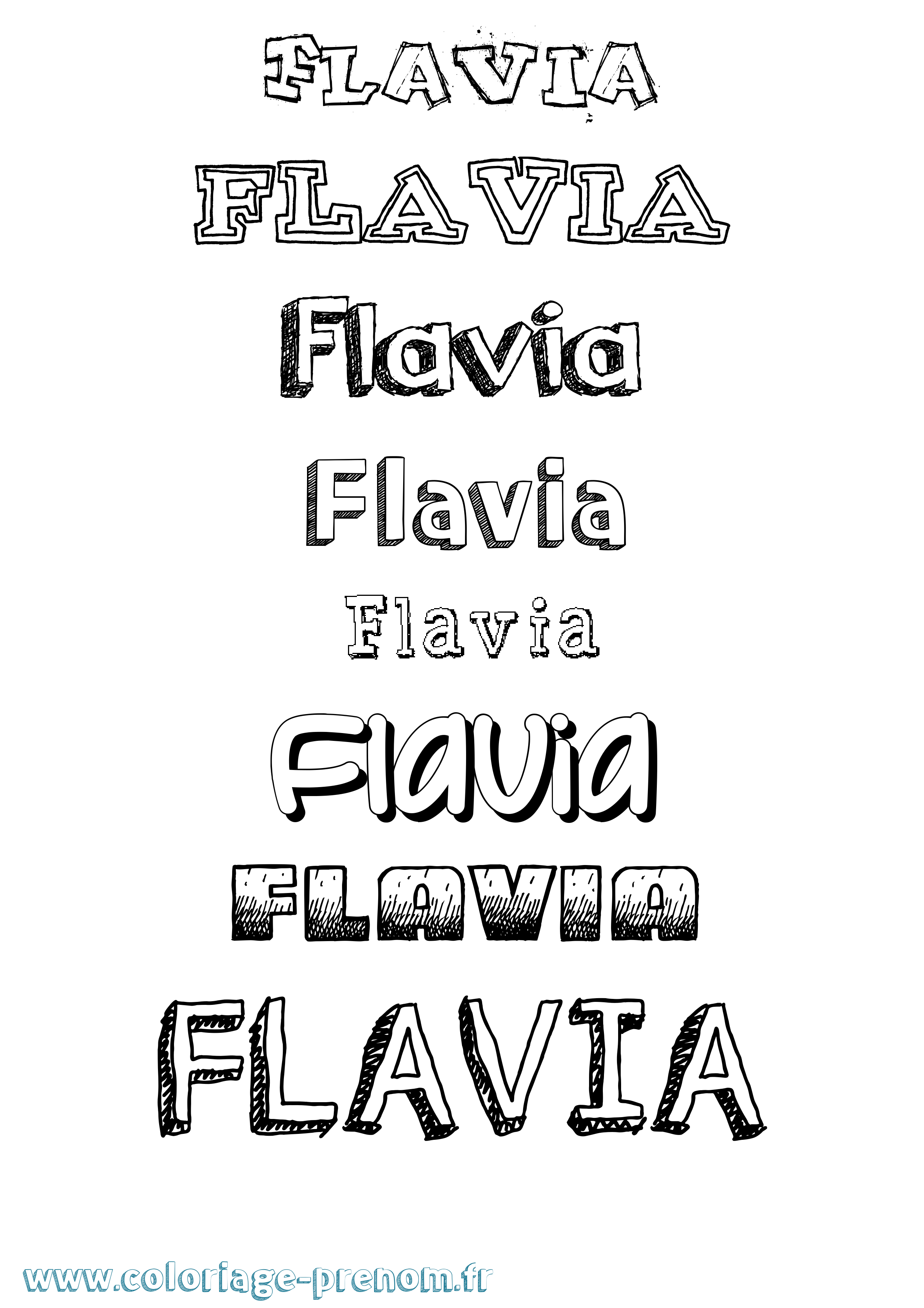 Coloriage prénom Flavia Dessiné