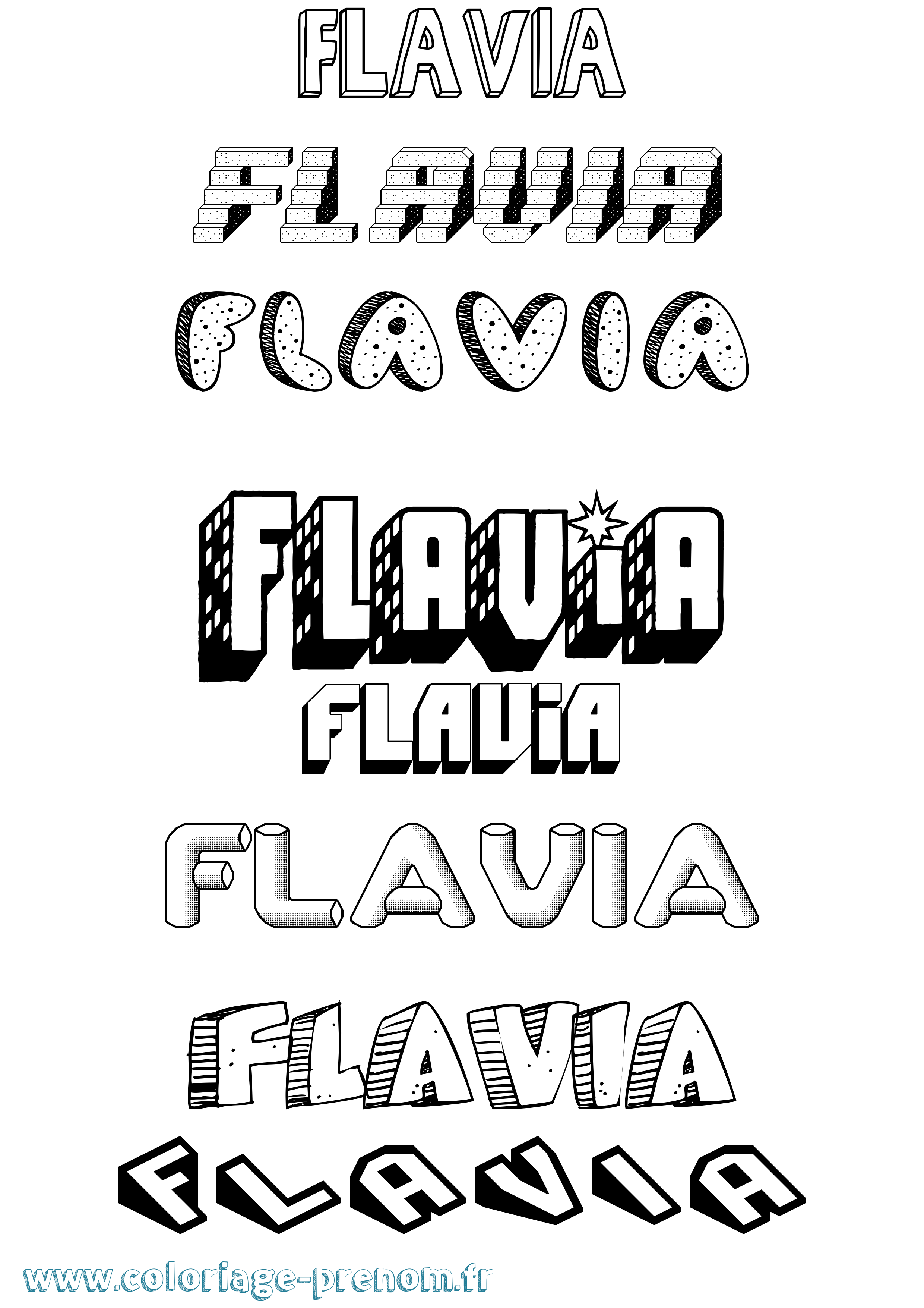 Coloriage prénom Flavia Effet 3D