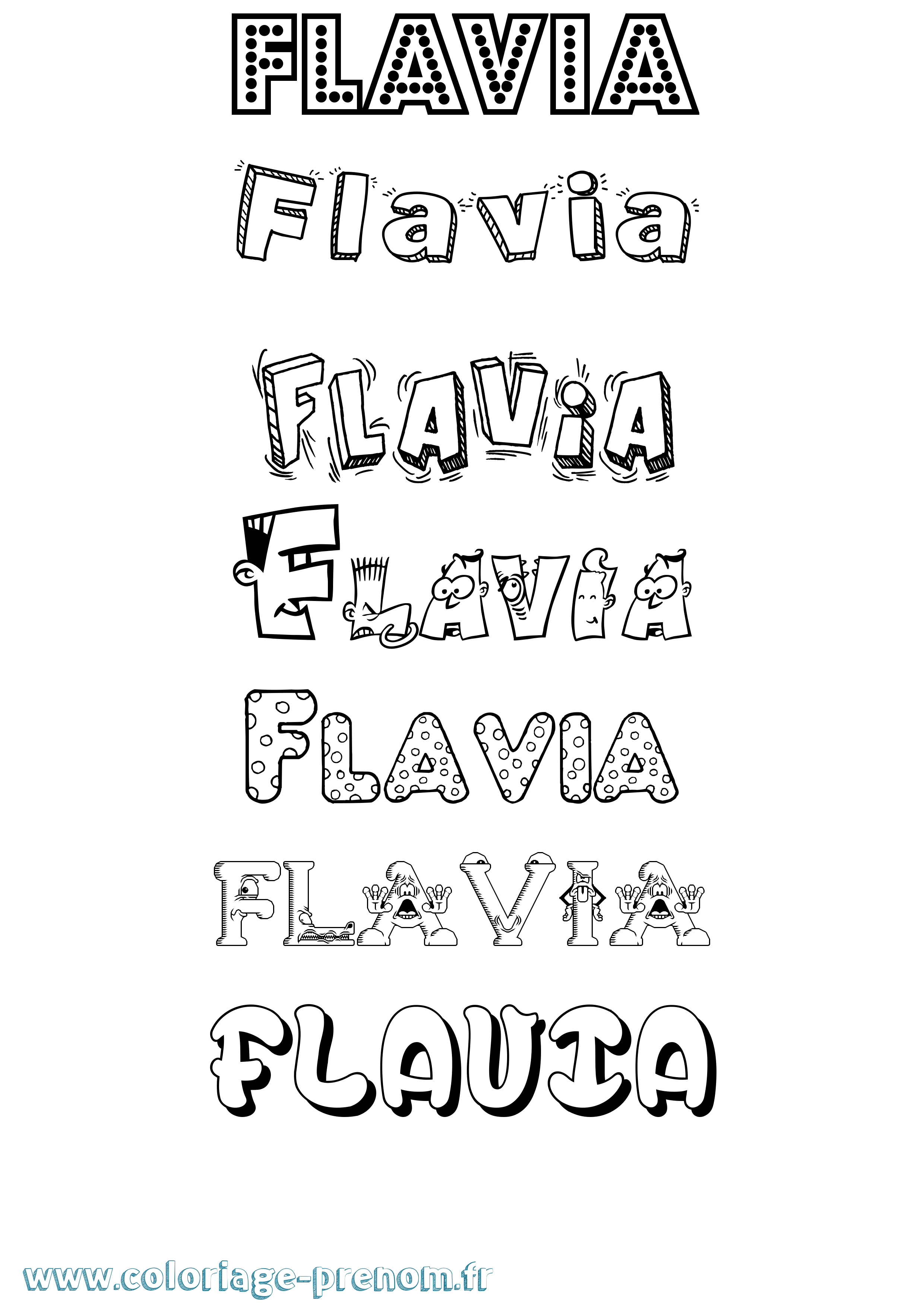 Coloriage prénom Flavia Fun