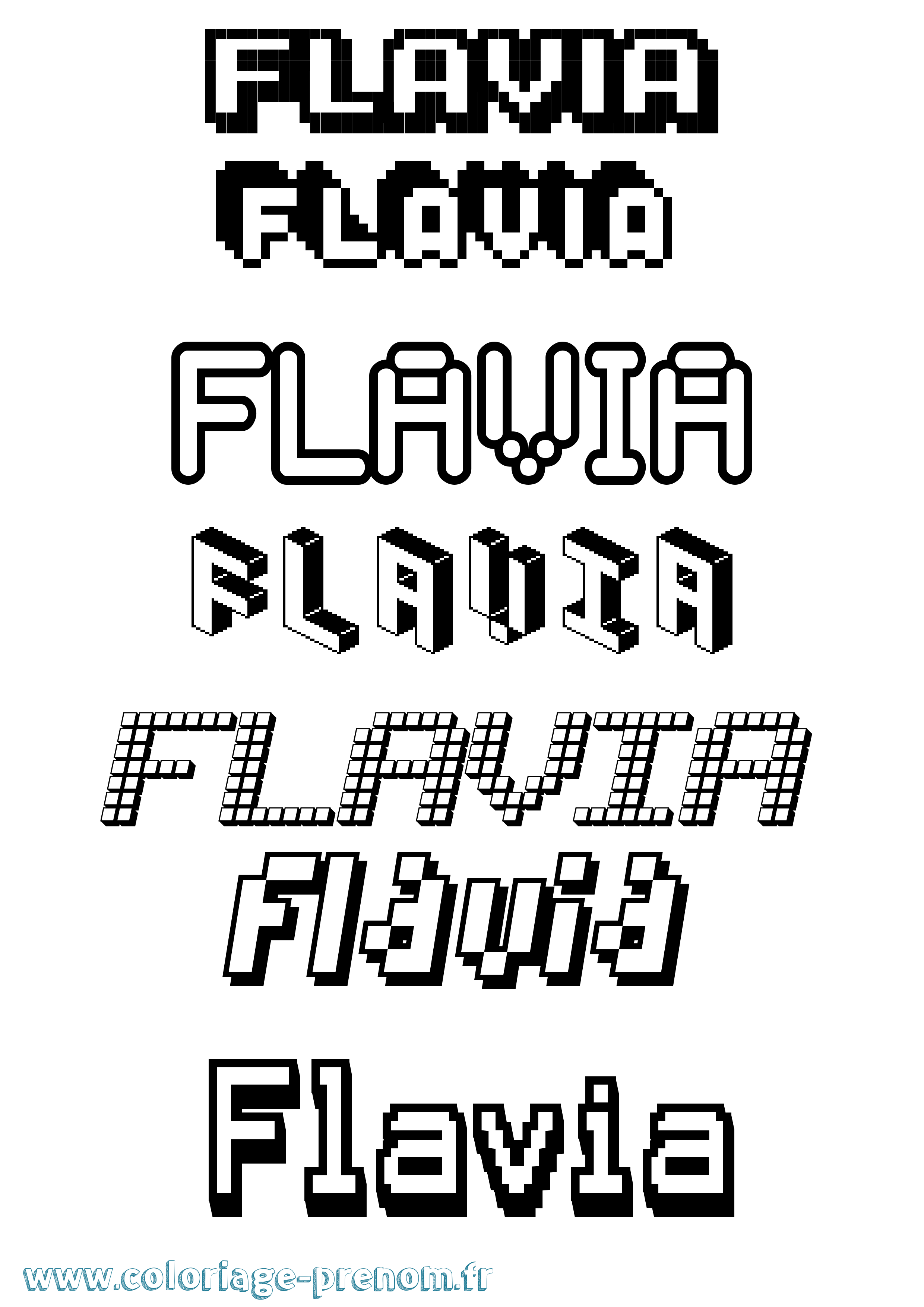 Coloriage prénom Flavia Pixel