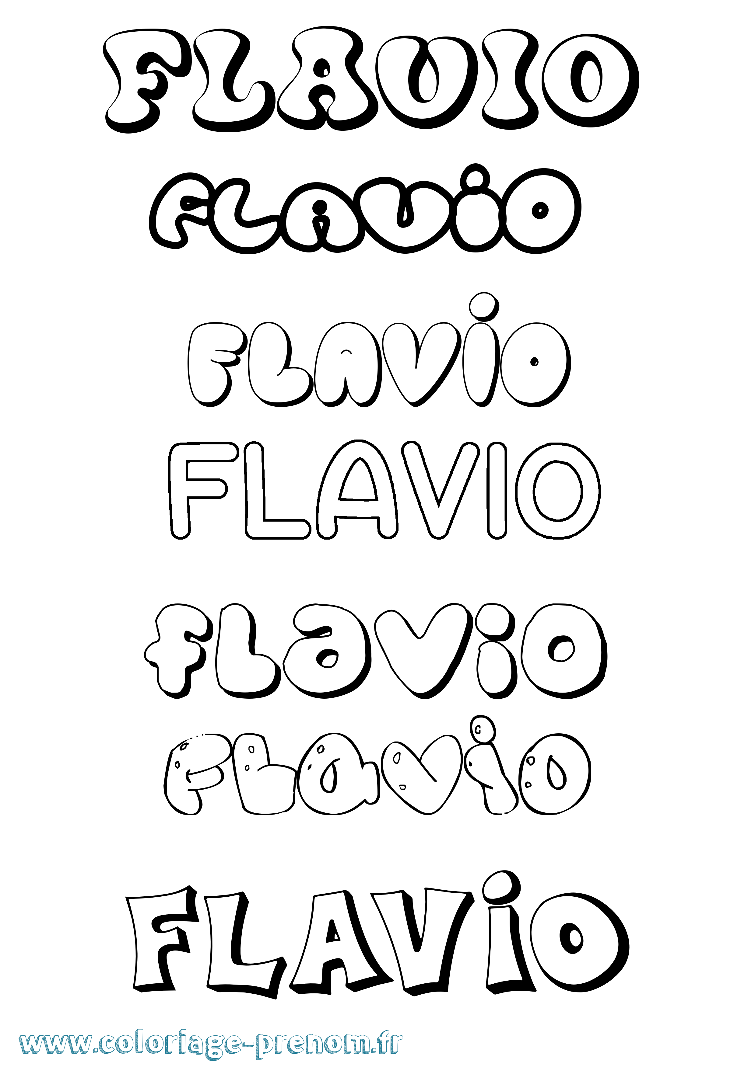 Coloriage prénom Flavio Bubble