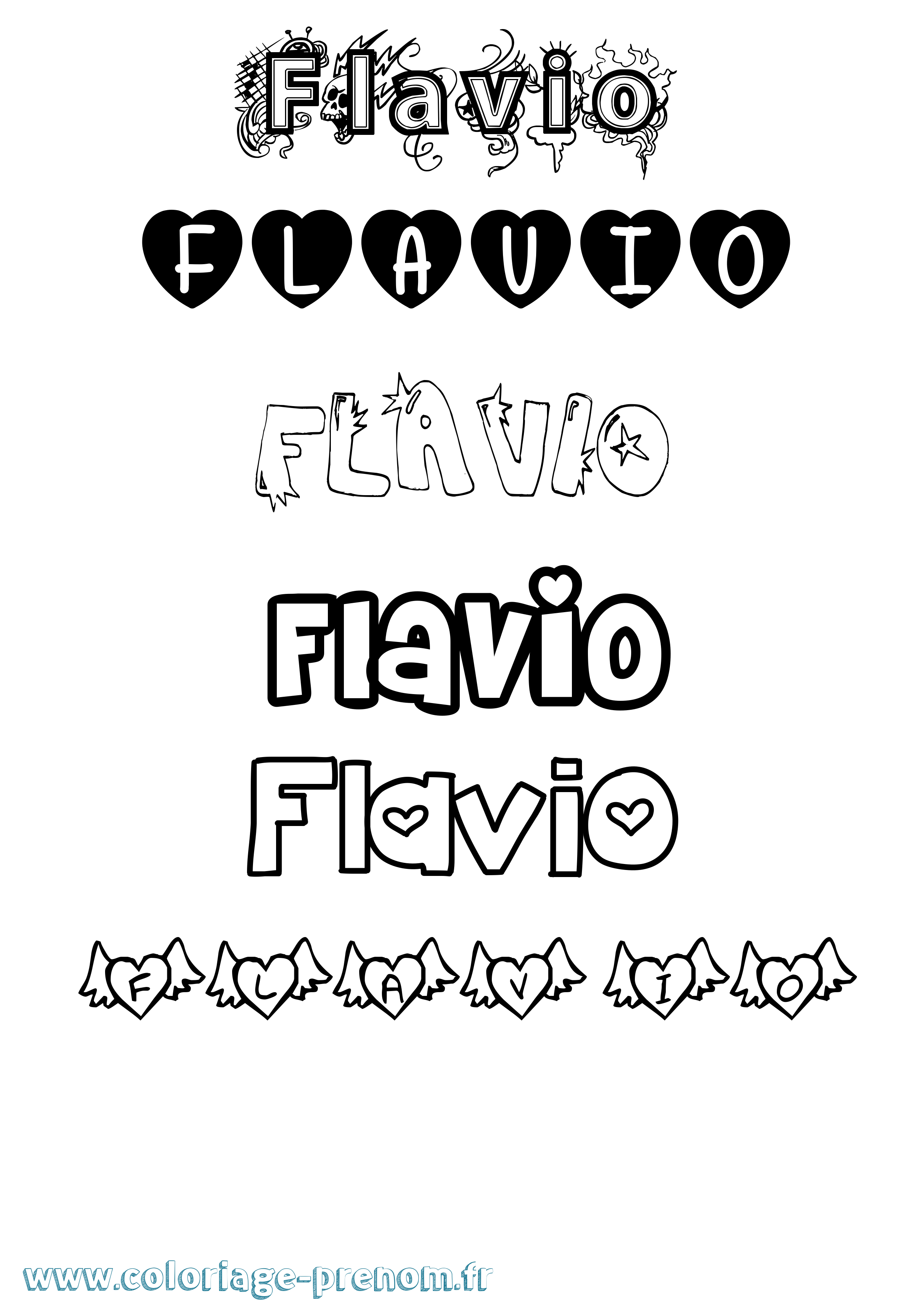 Coloriage prénom Flavio Girly