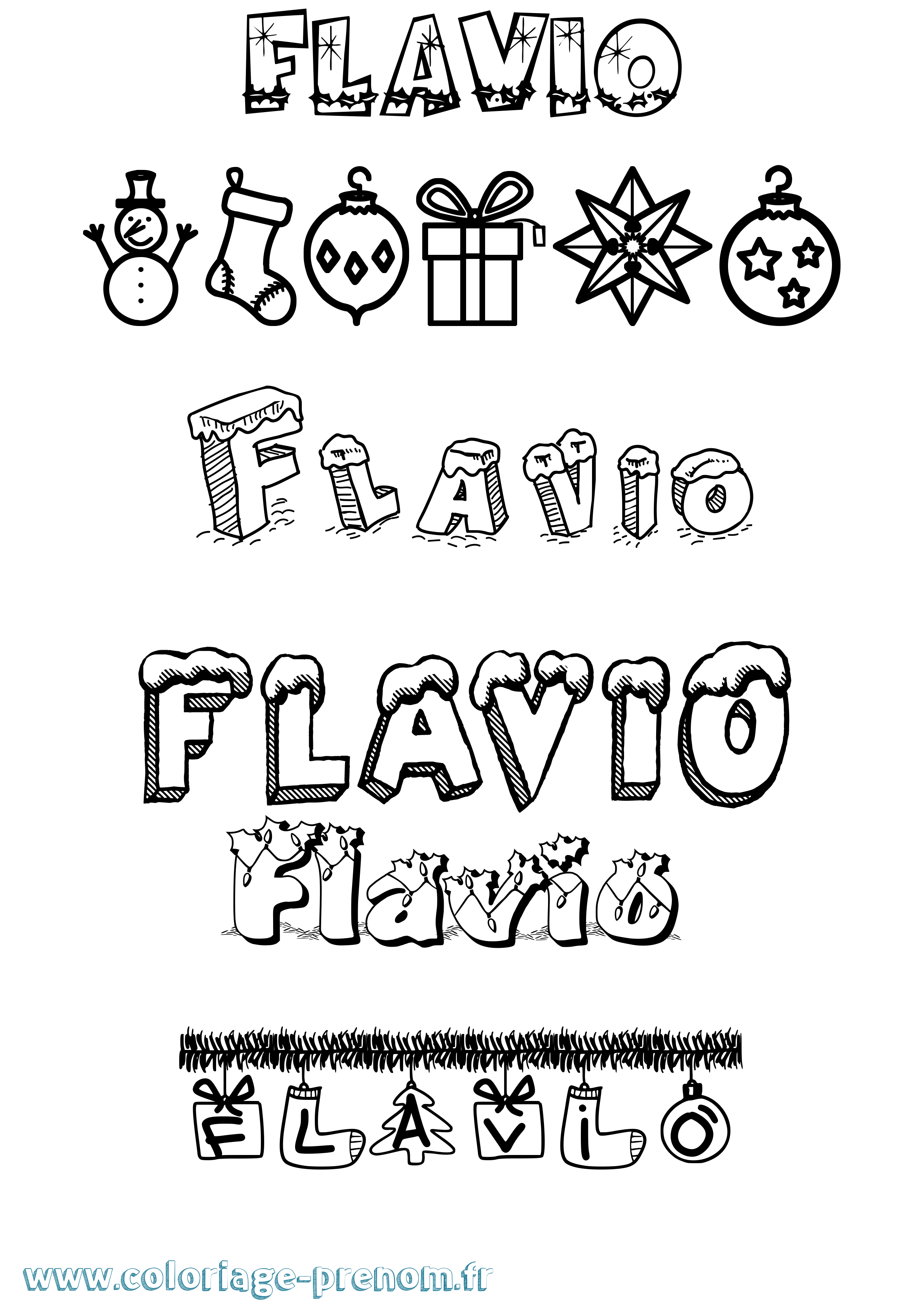 Coloriage prénom Flavio Noël