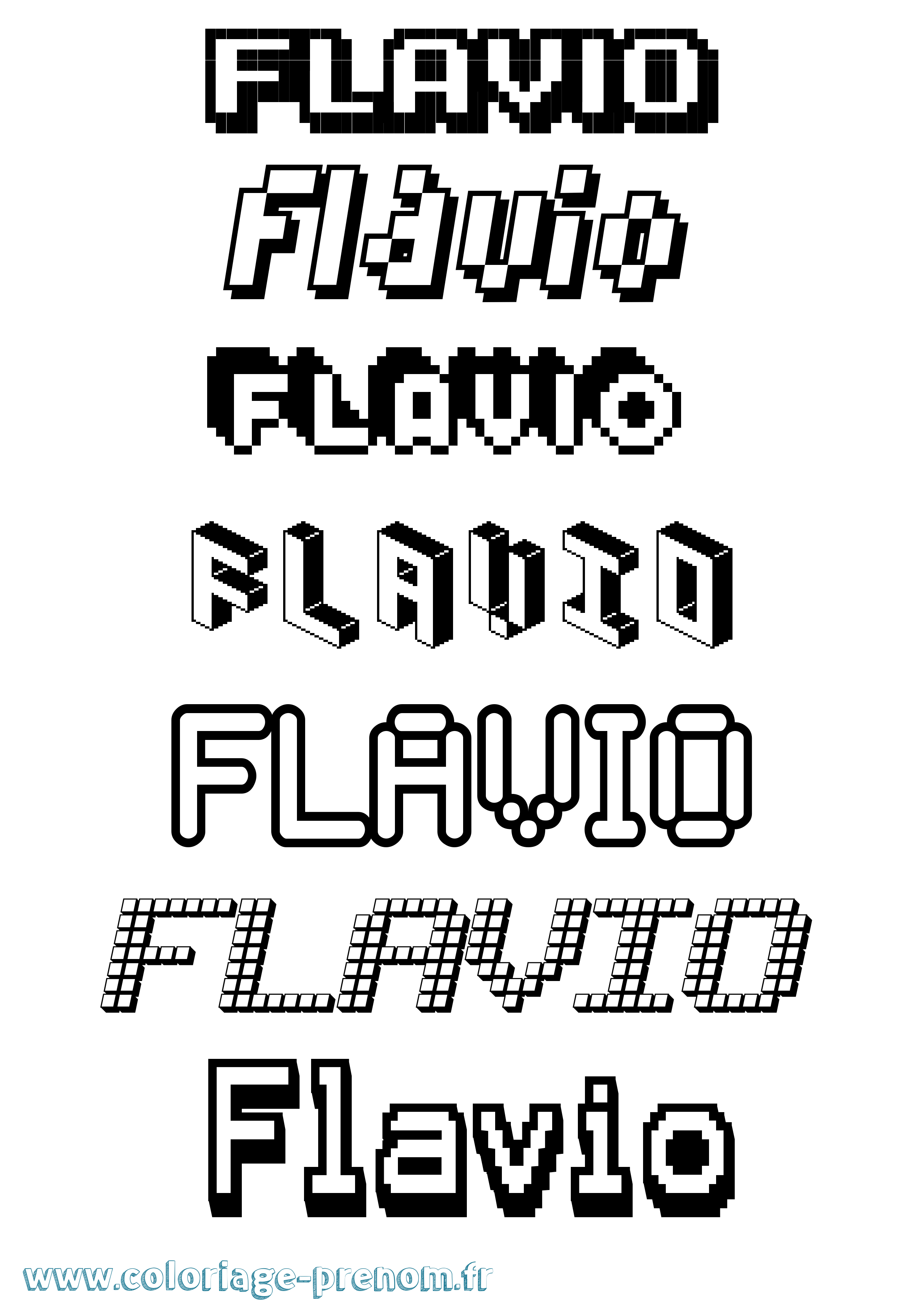 Coloriage prénom Flavio Pixel