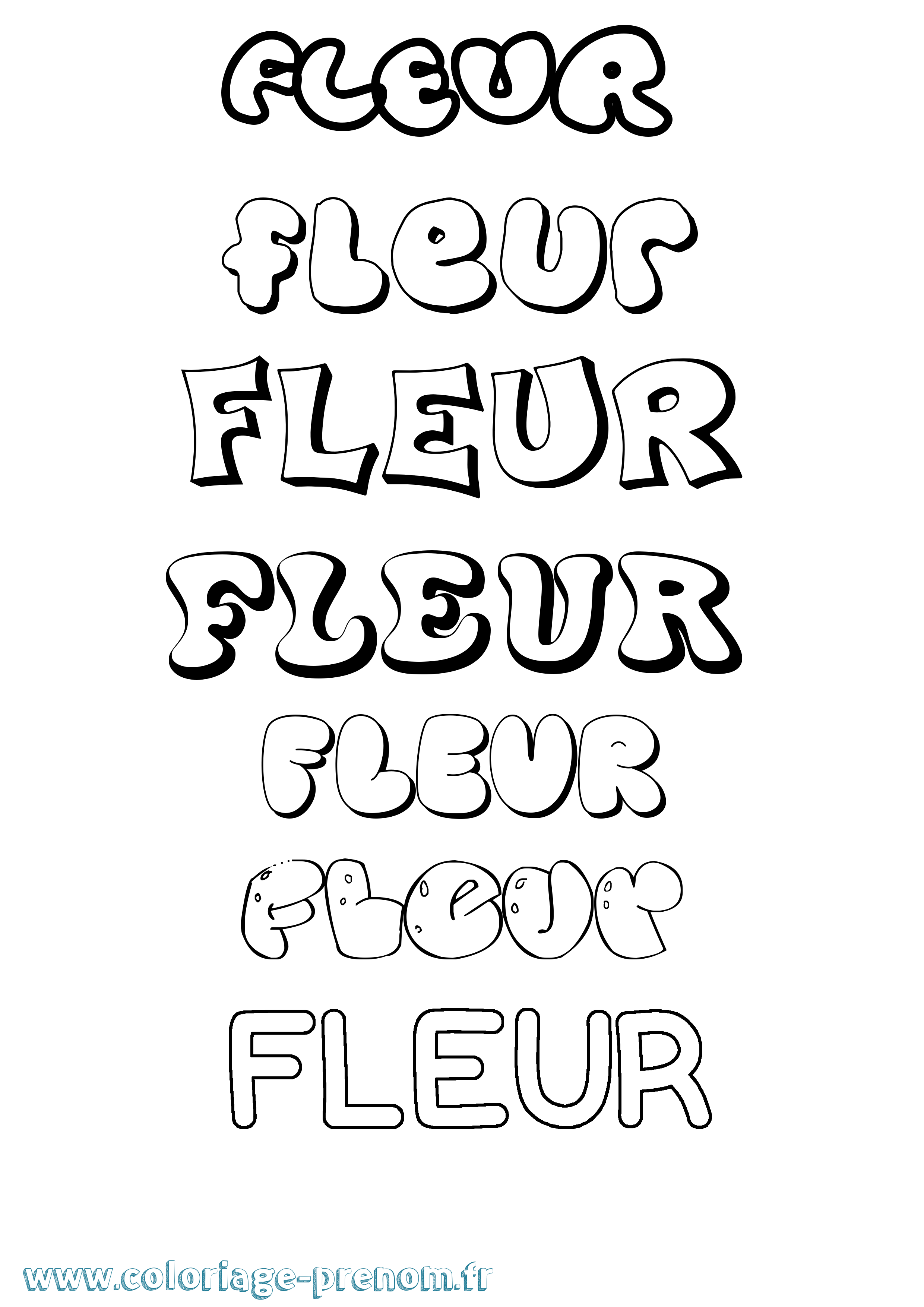 Coloriage prénom Fleur Bubble