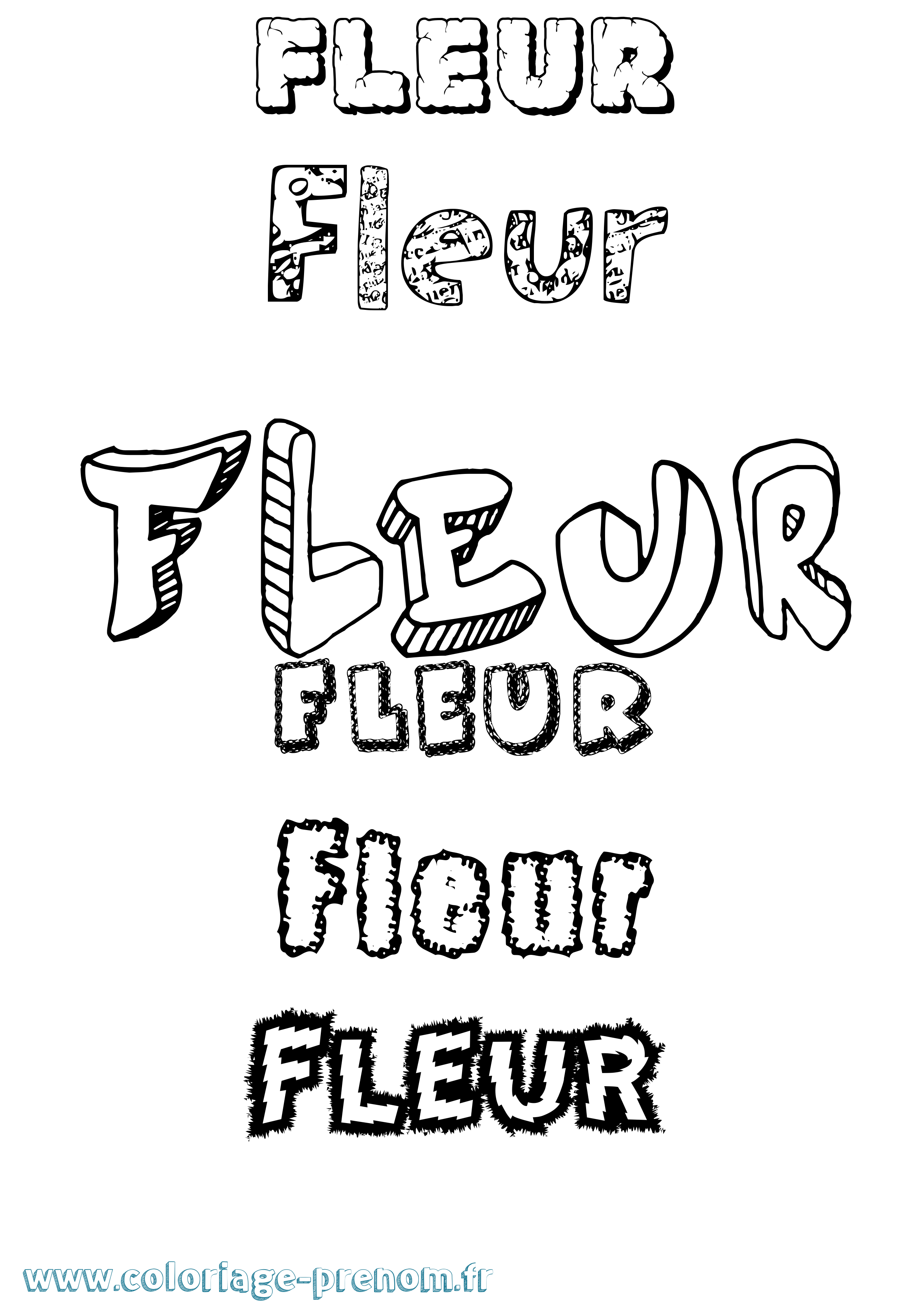 Coloriage Fleur Destructuré Coloriage prénom Fleur Destructuré