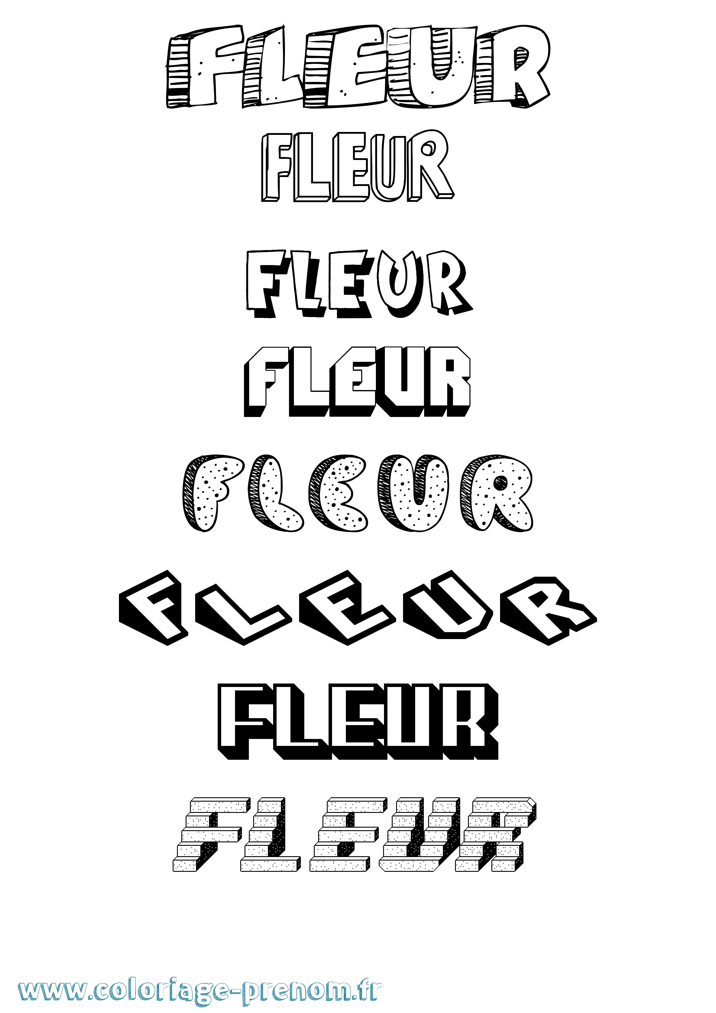 Coloriage Fleur Effet 3D Coloriage prénom Fleur Effet 3D