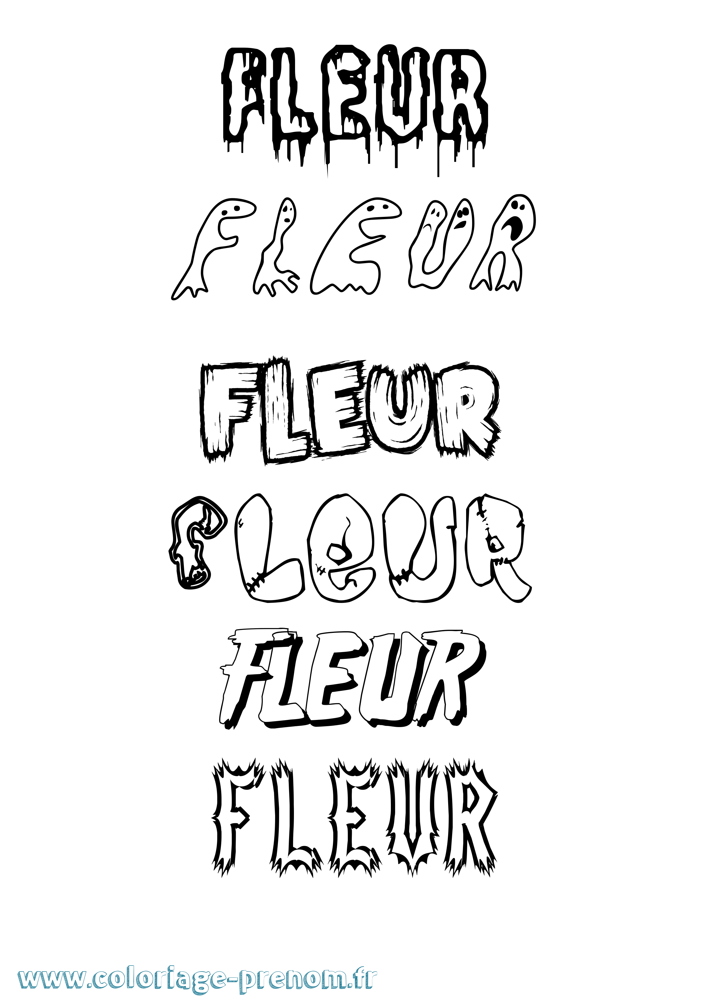 Coloriage prénom Fleur Frisson