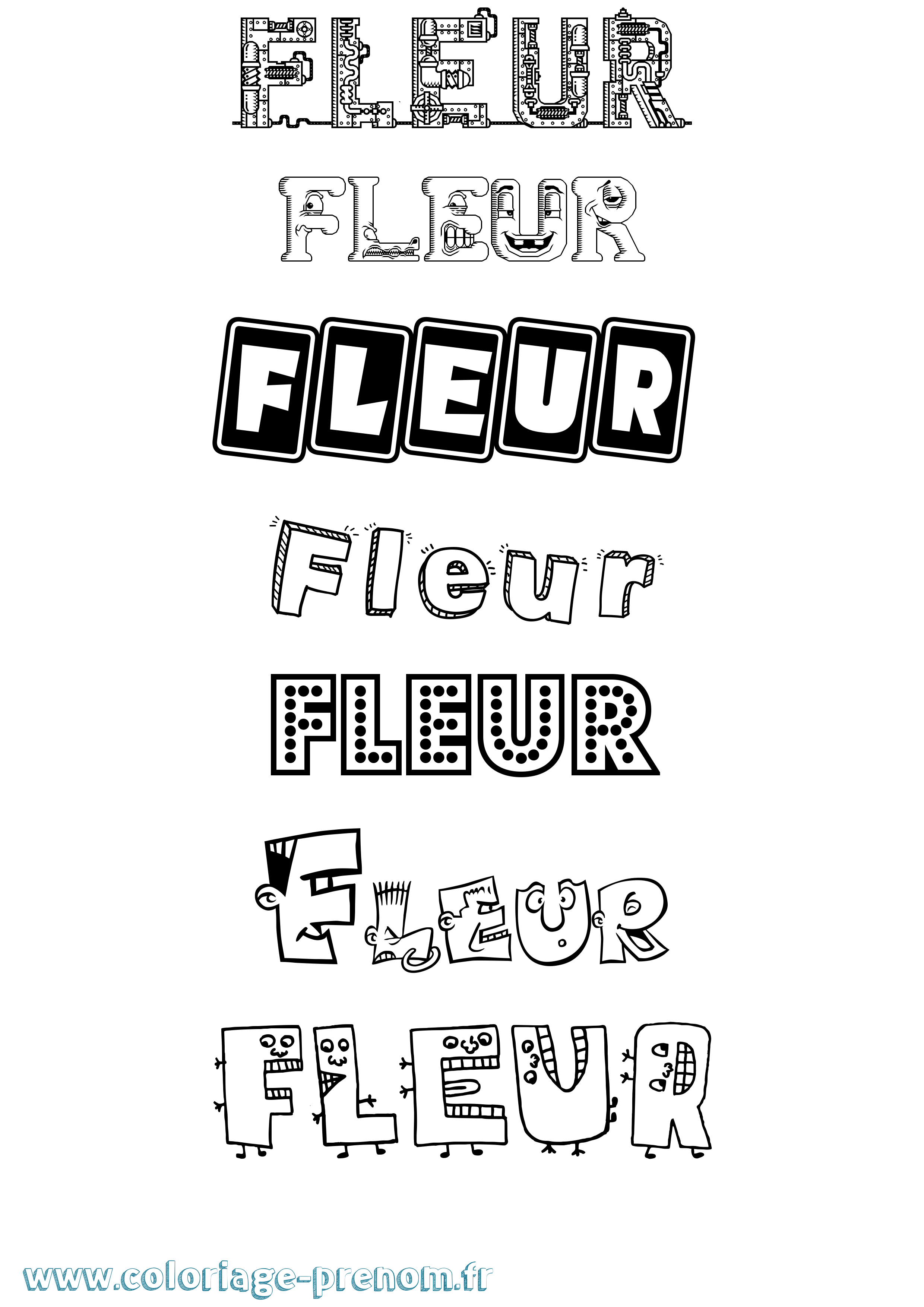 Coloriage prénom Fleur Fun