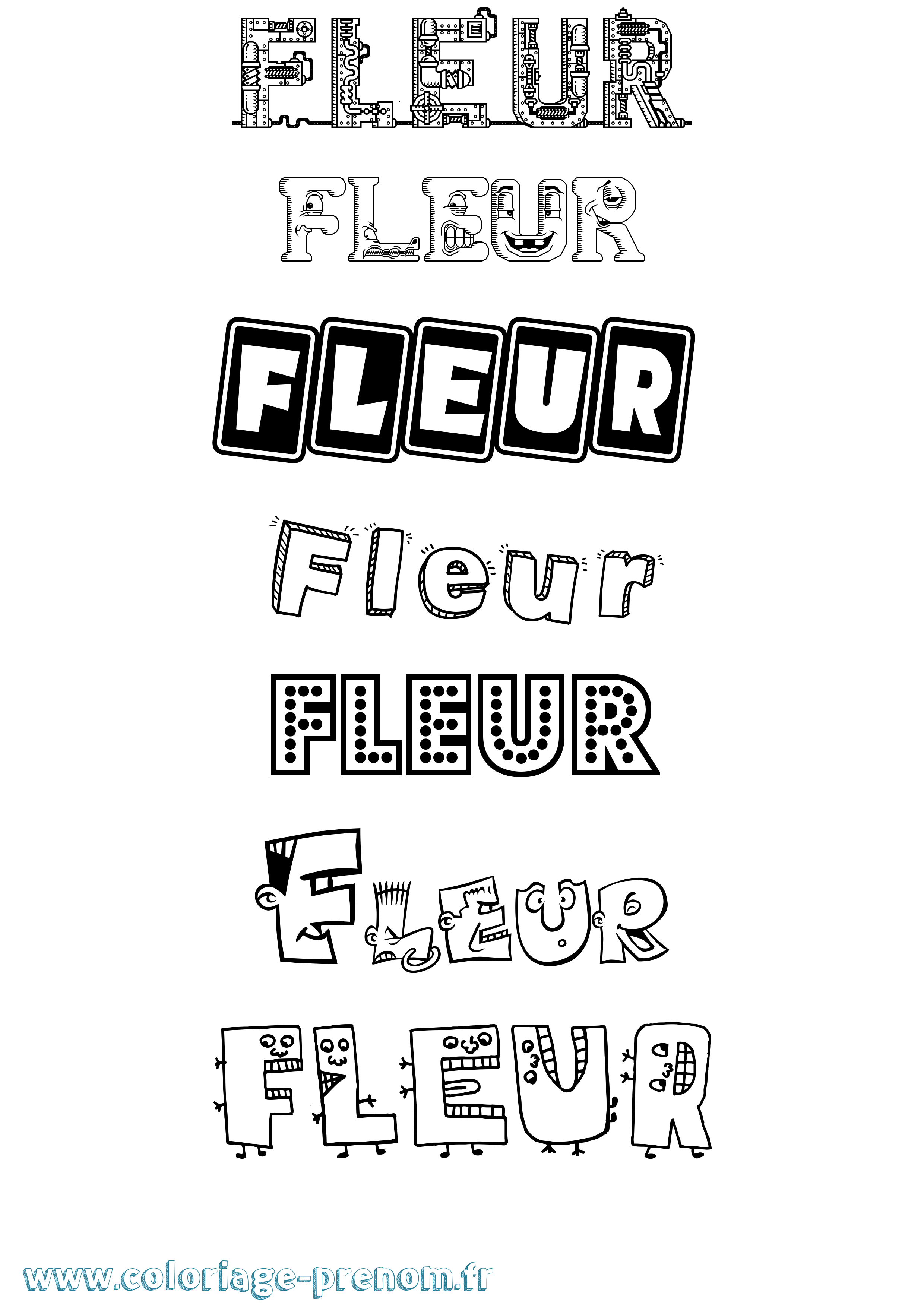 Coloriage Fleur Fun Coloriage prénom Fleur Fun