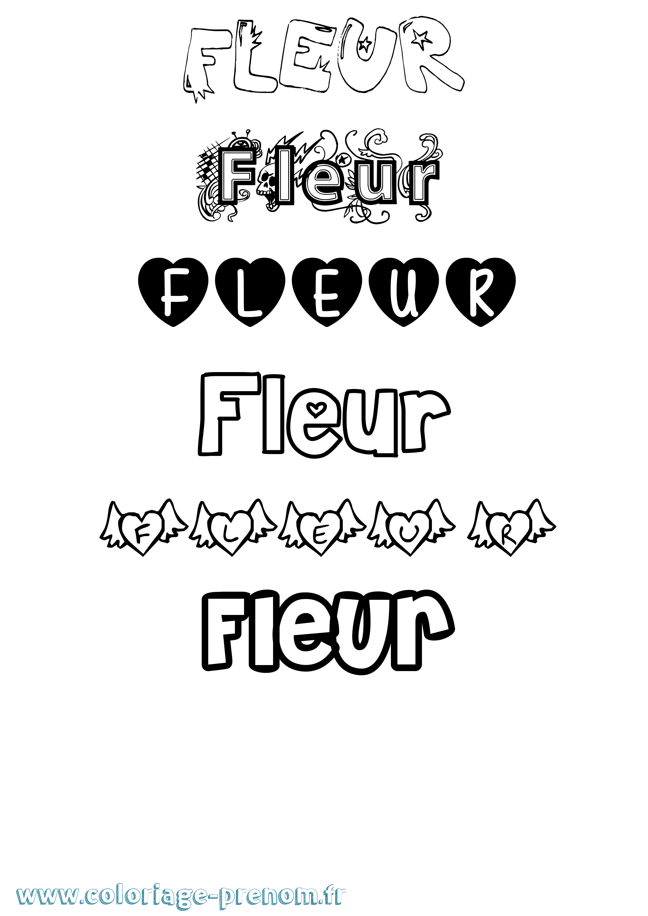 Coloriage Fleur Girly Coloriage prénom Fleur Girly