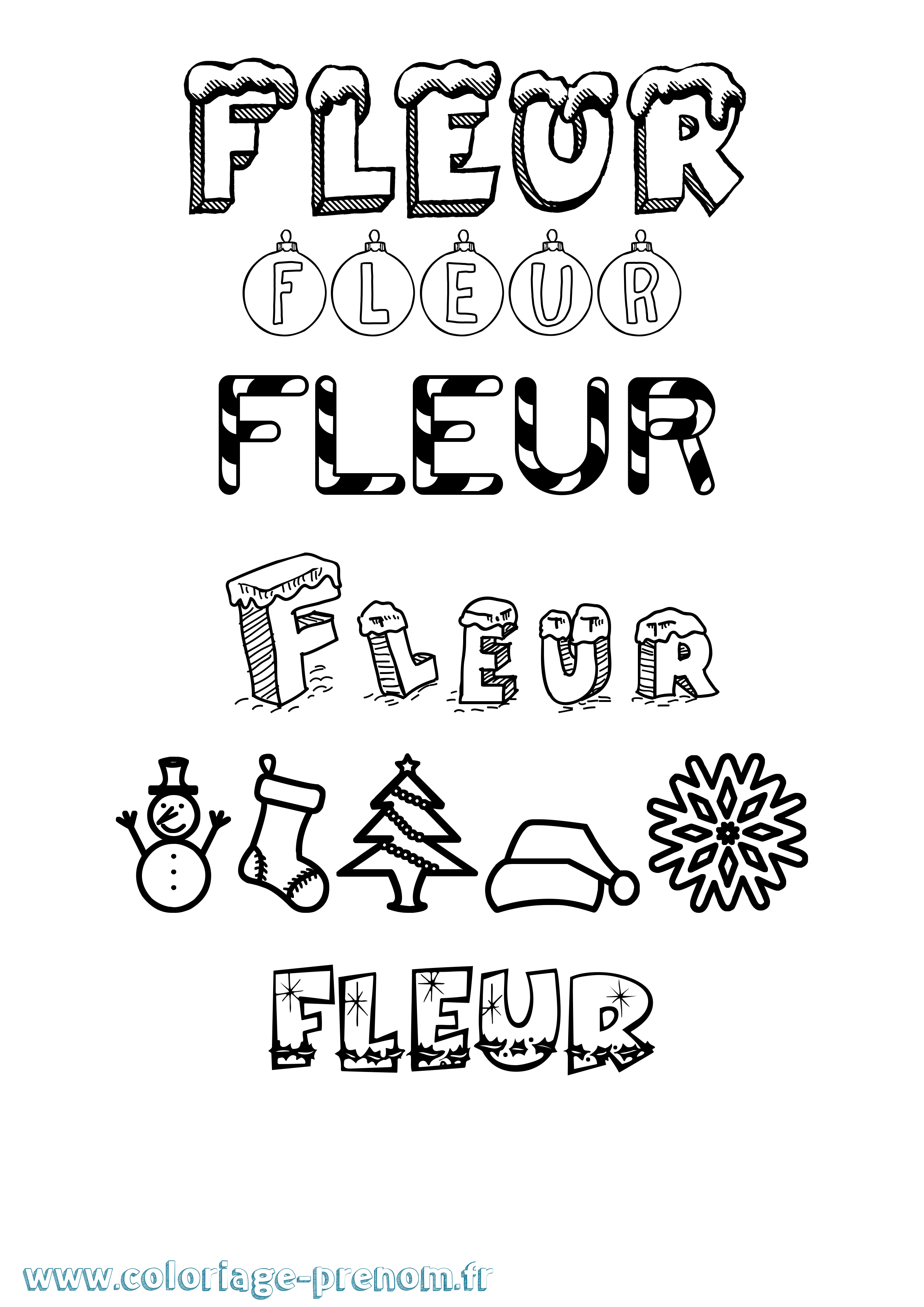 Coloriage Fleur Noël Coloriage prénom Fleur Noël