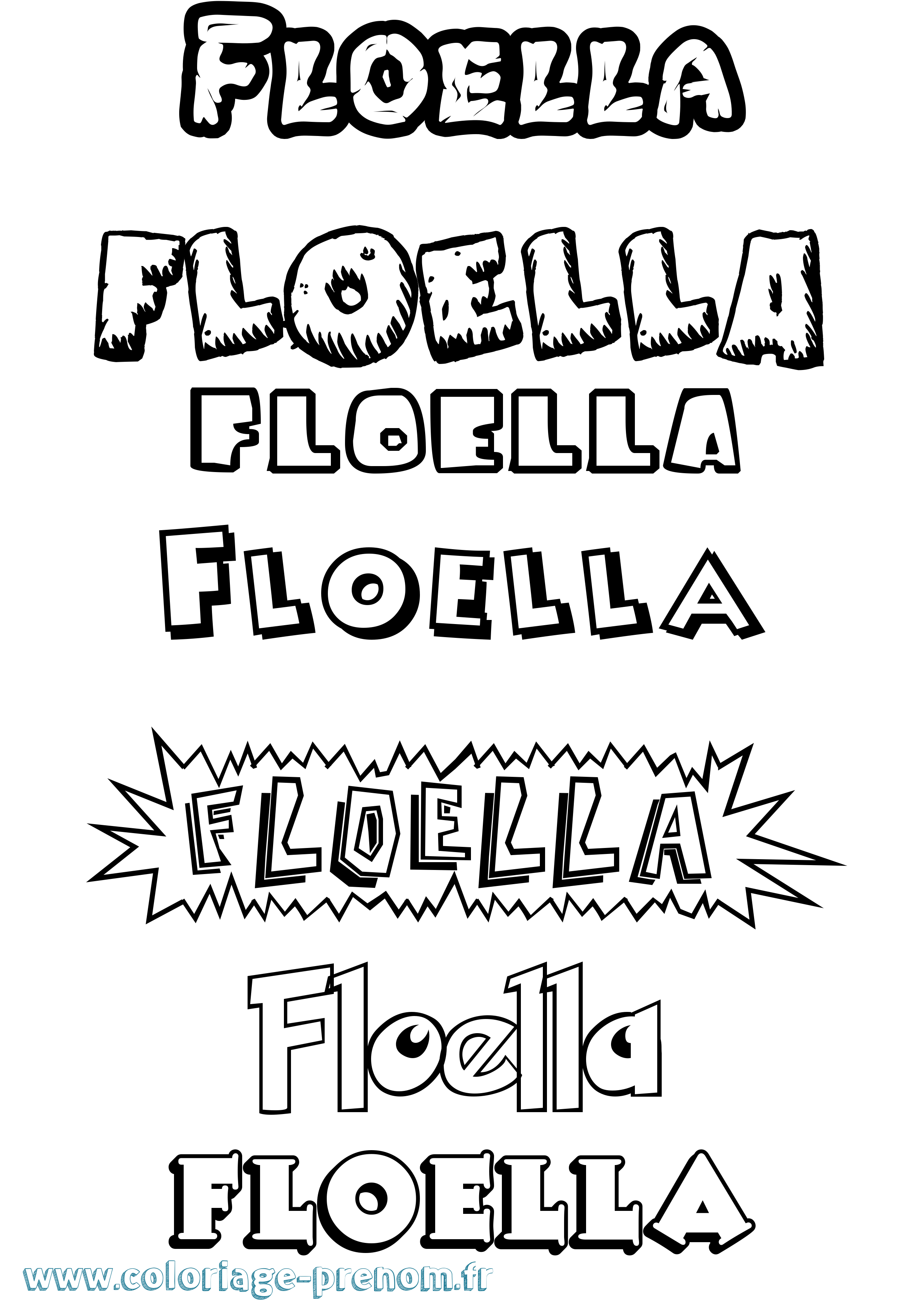 Coloriage prénom Floella Dessin Animé