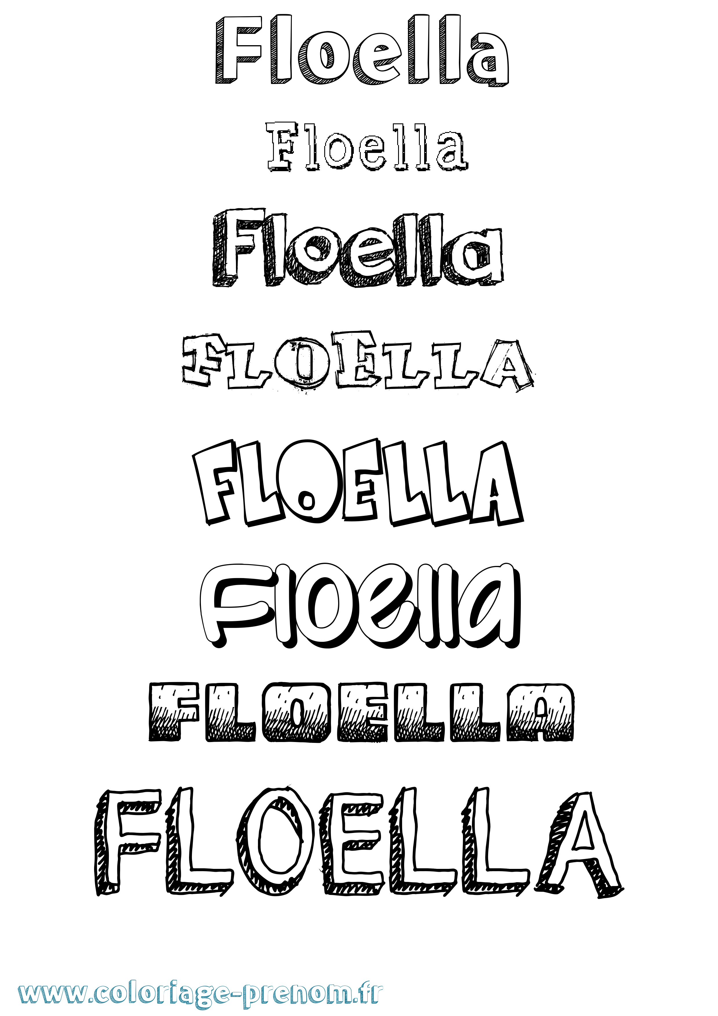 Coloriage prénom Floella Dessiné