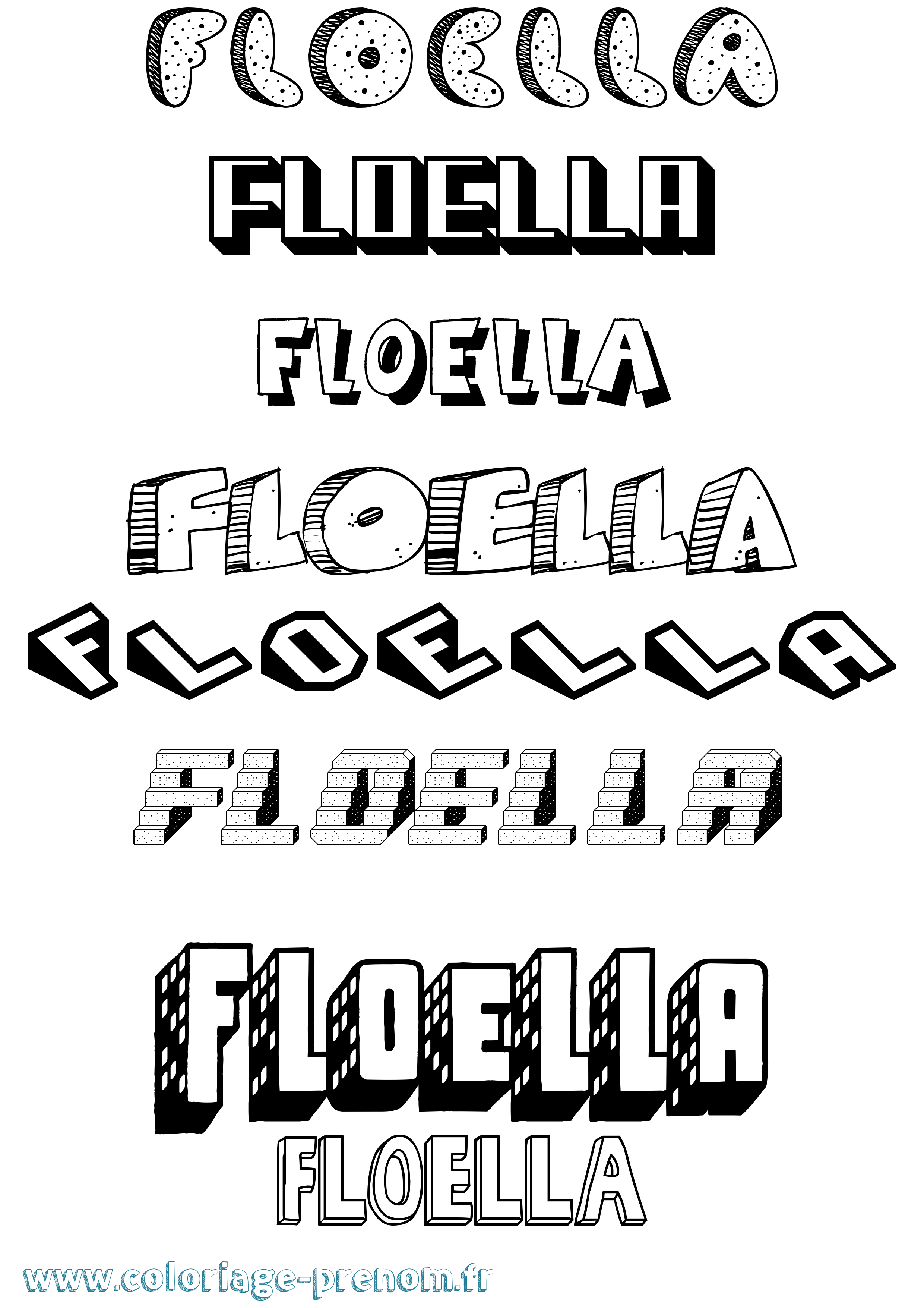 Coloriage prénom Floella Effet 3D