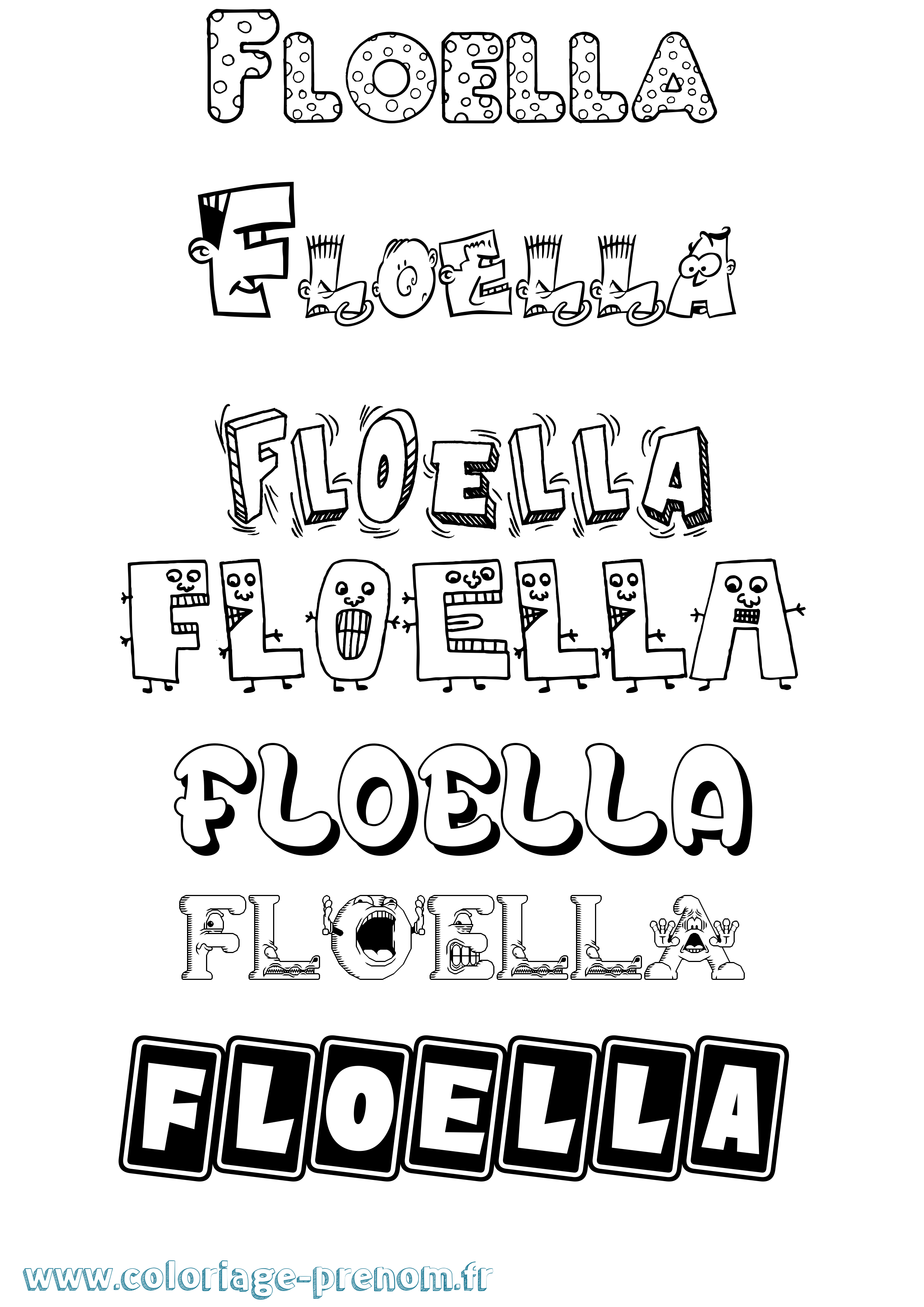 Coloriage prénom Floella Fun