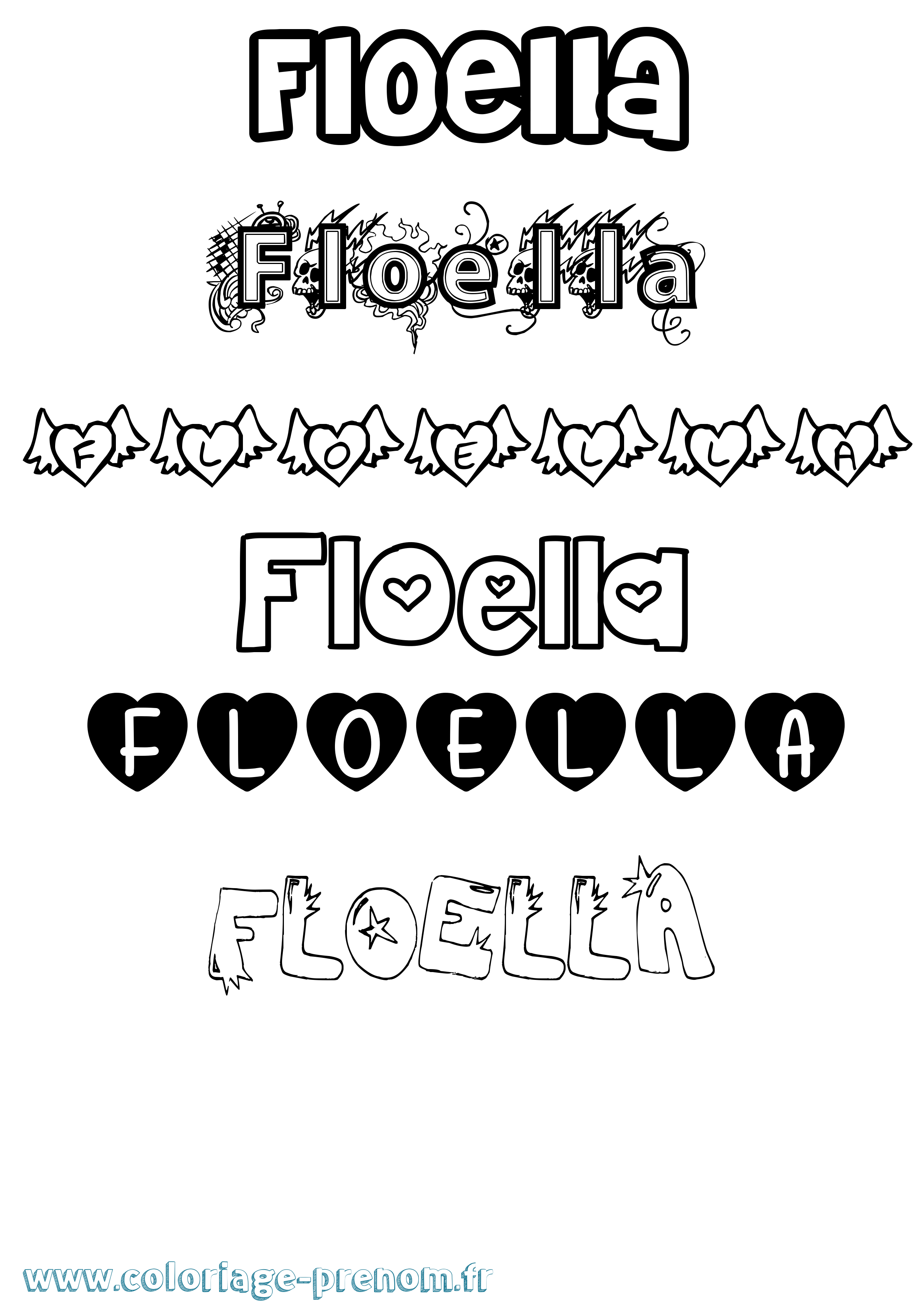 Coloriage prénom Floella Girly