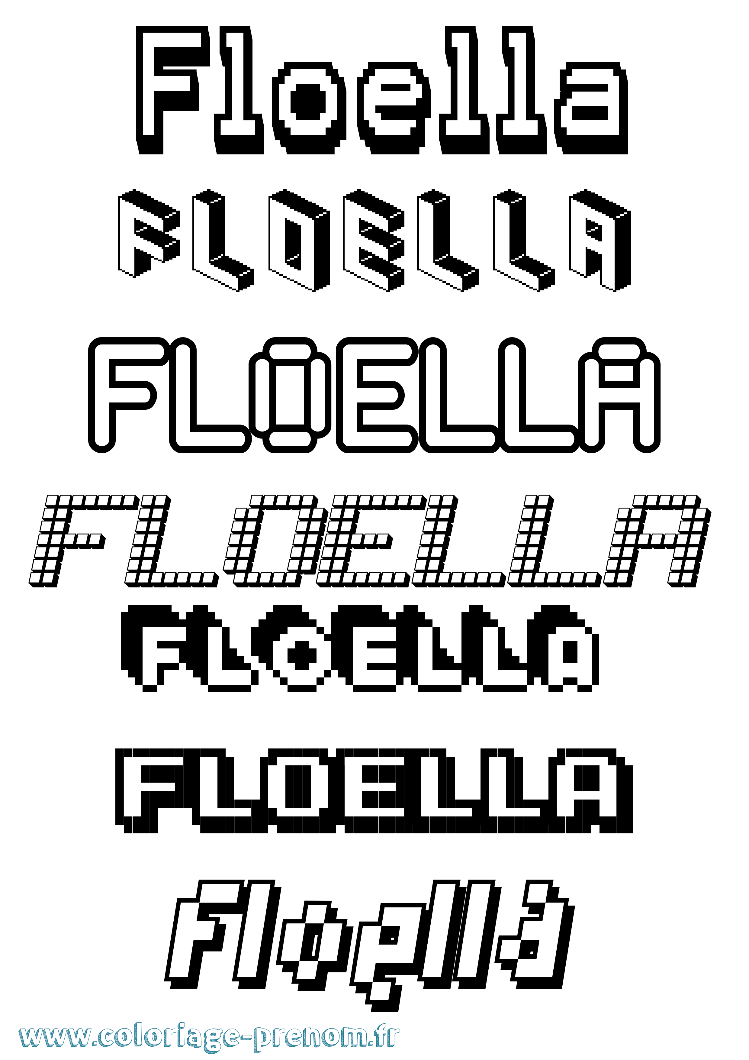Coloriage prénom Floella Pixel