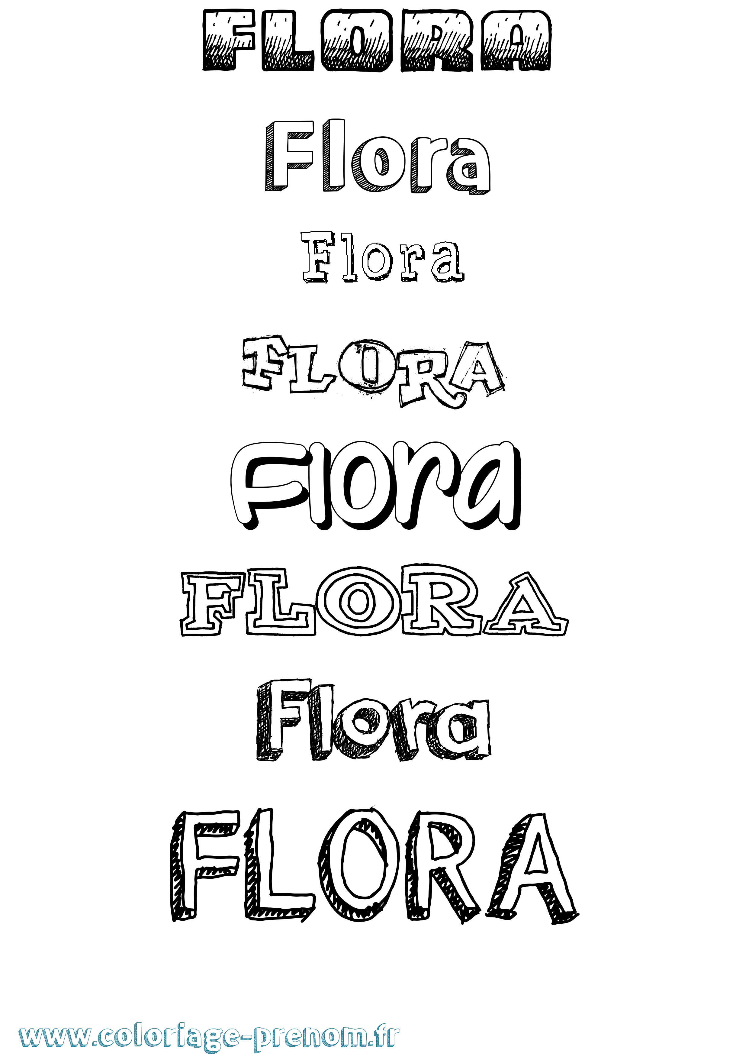 Coloriage prénom Flora Dessiné