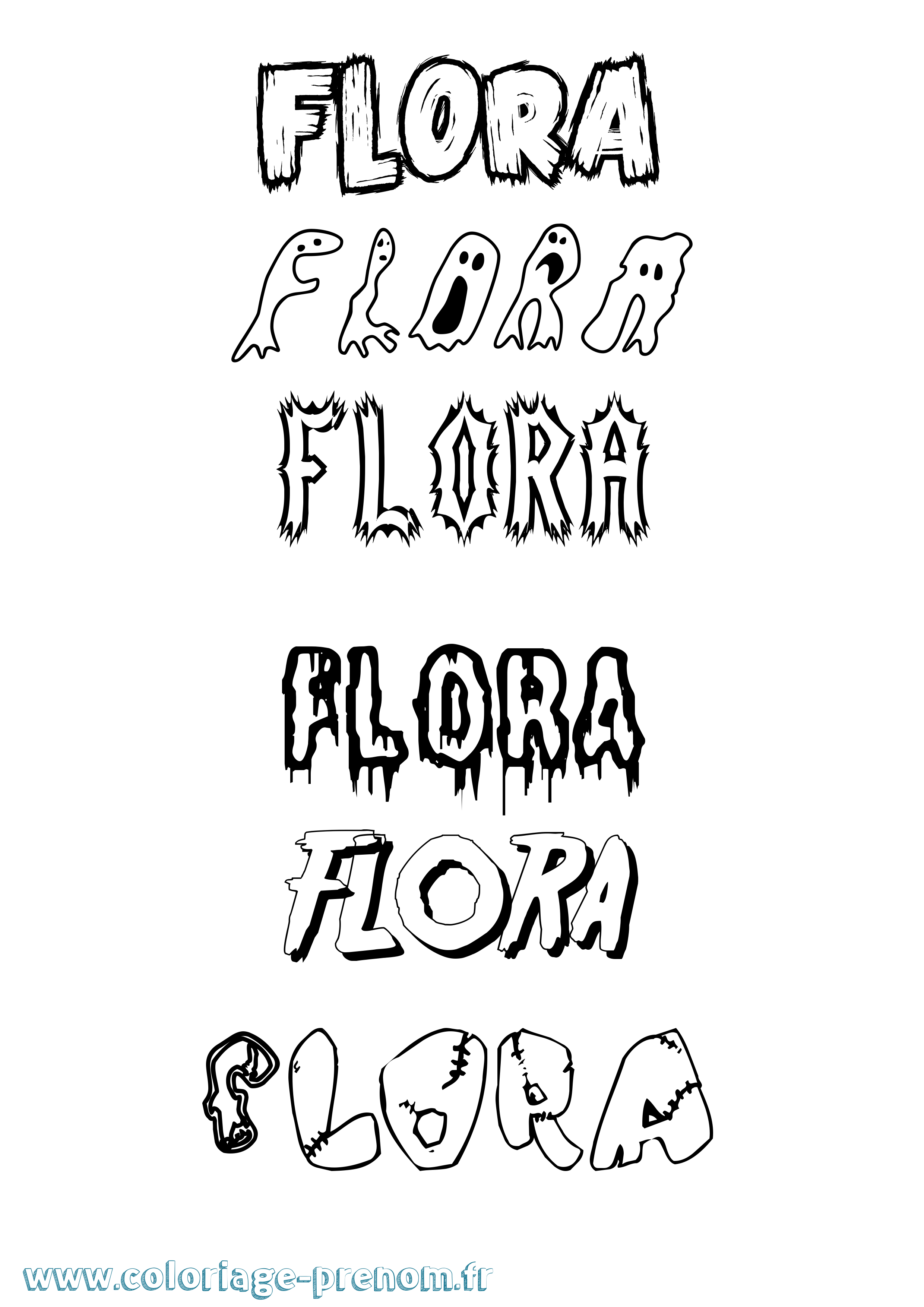 Coloriage prénom Flora Frisson