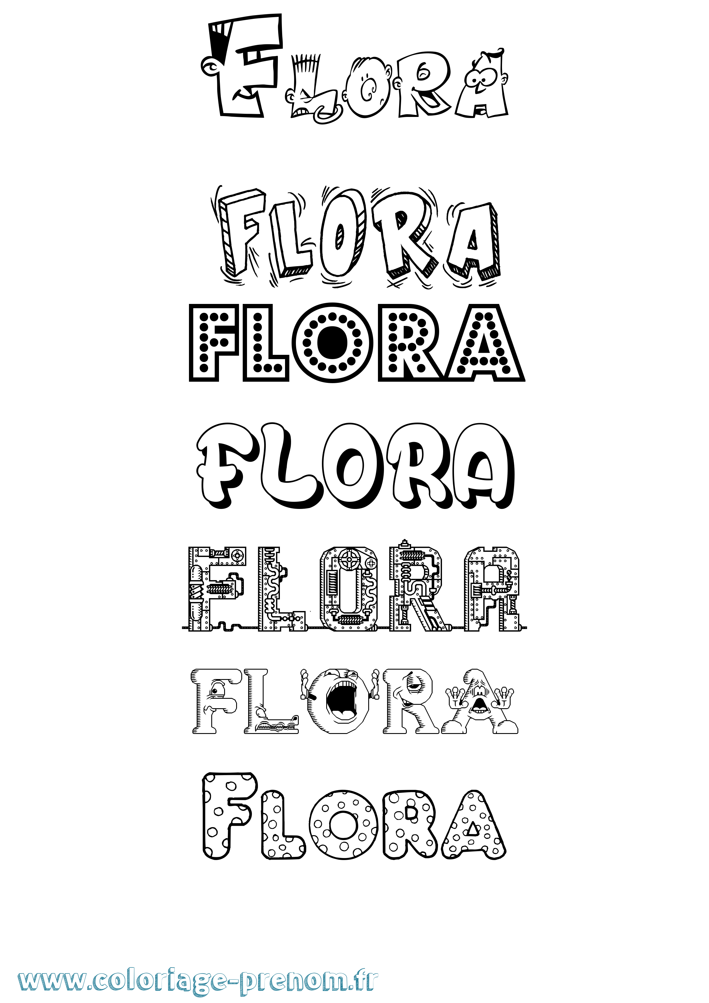 Coloriage prénom Flora Fun