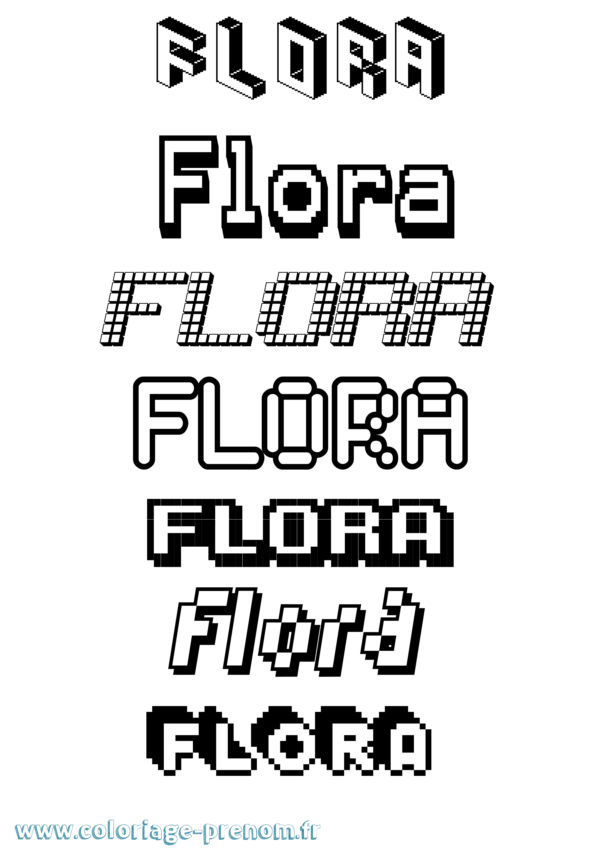 Coloriage prénom Flora Pixel