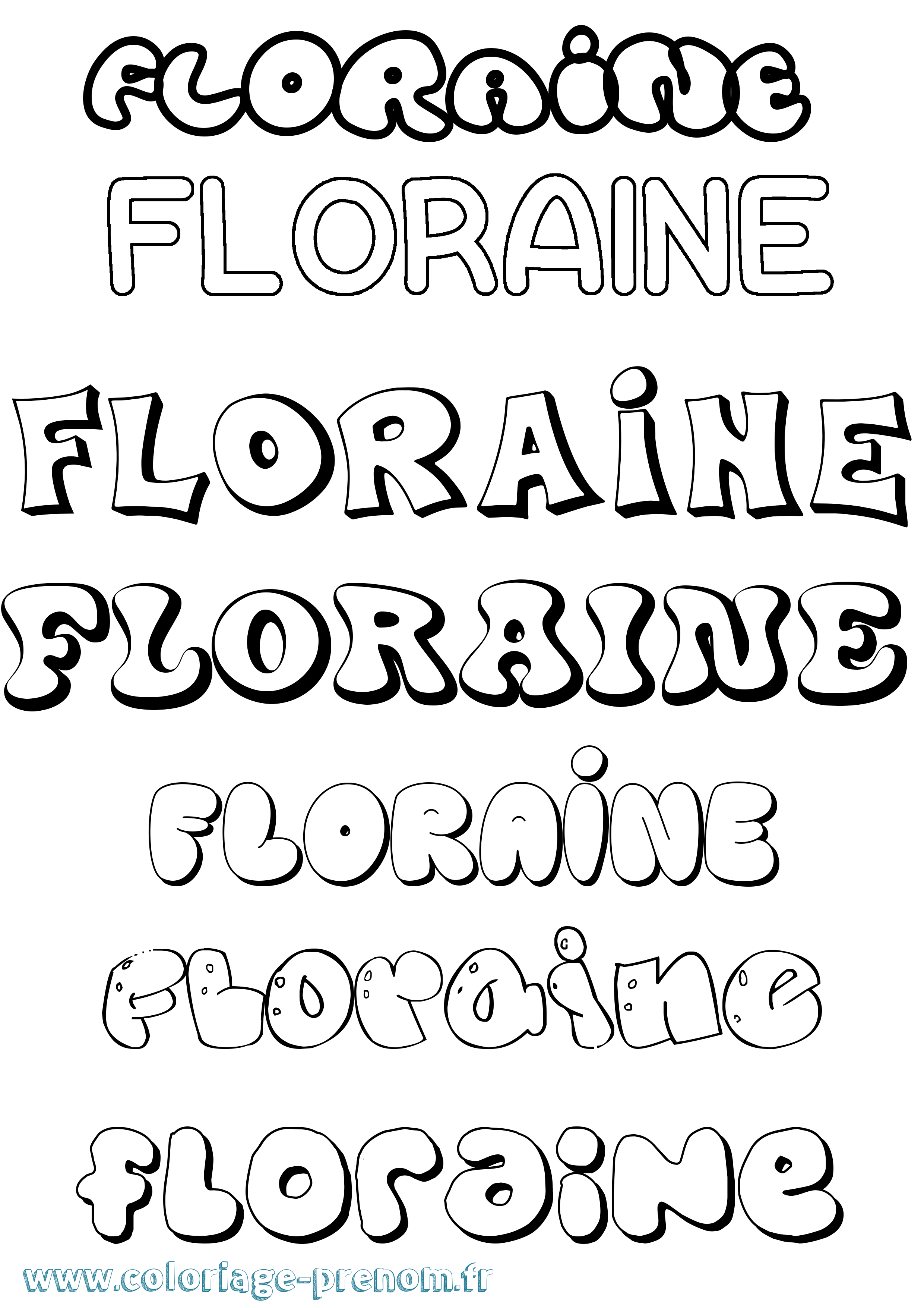 Coloriage prénom Floraine Bubble