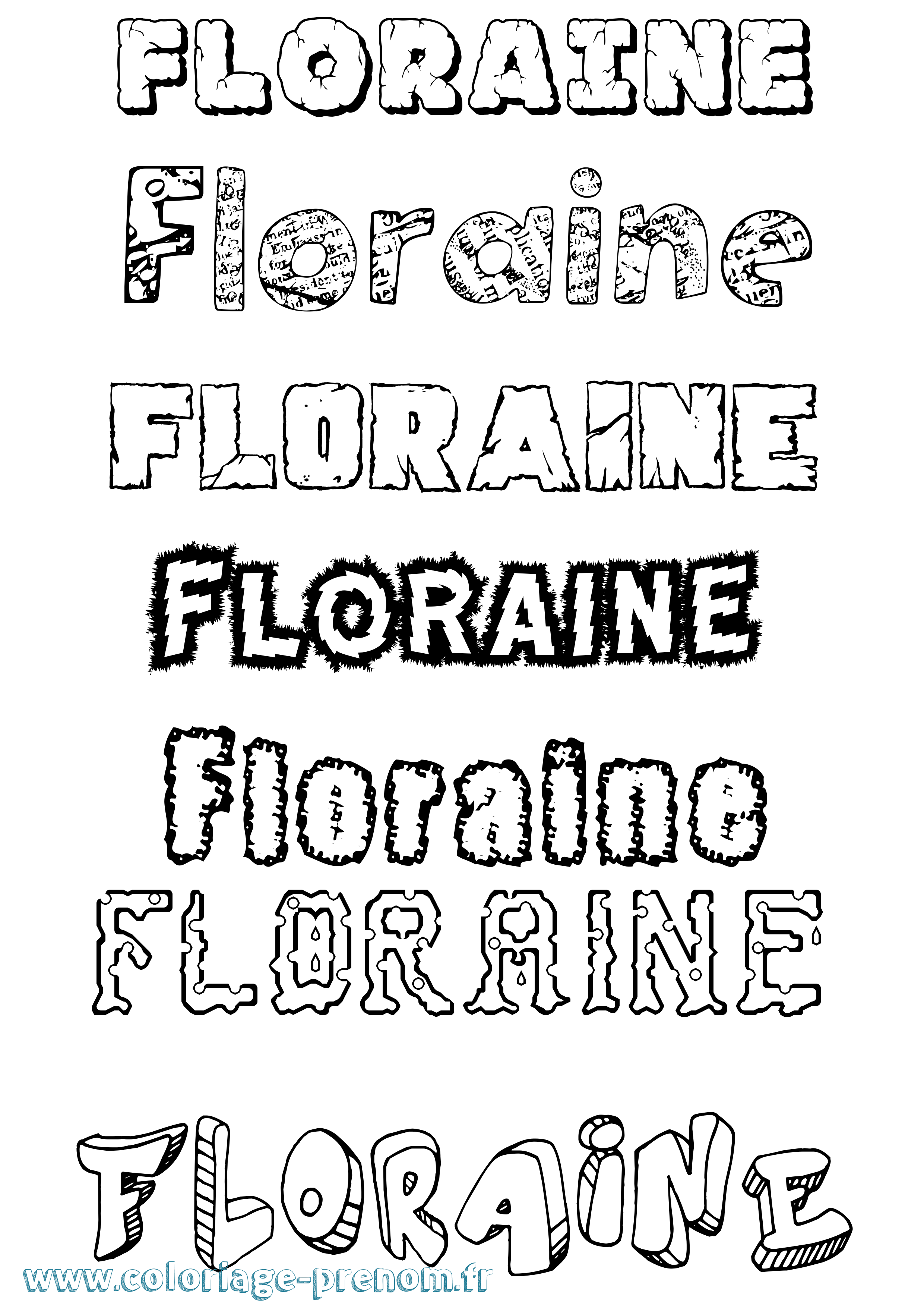 Coloriage prénom Floraine Destructuré