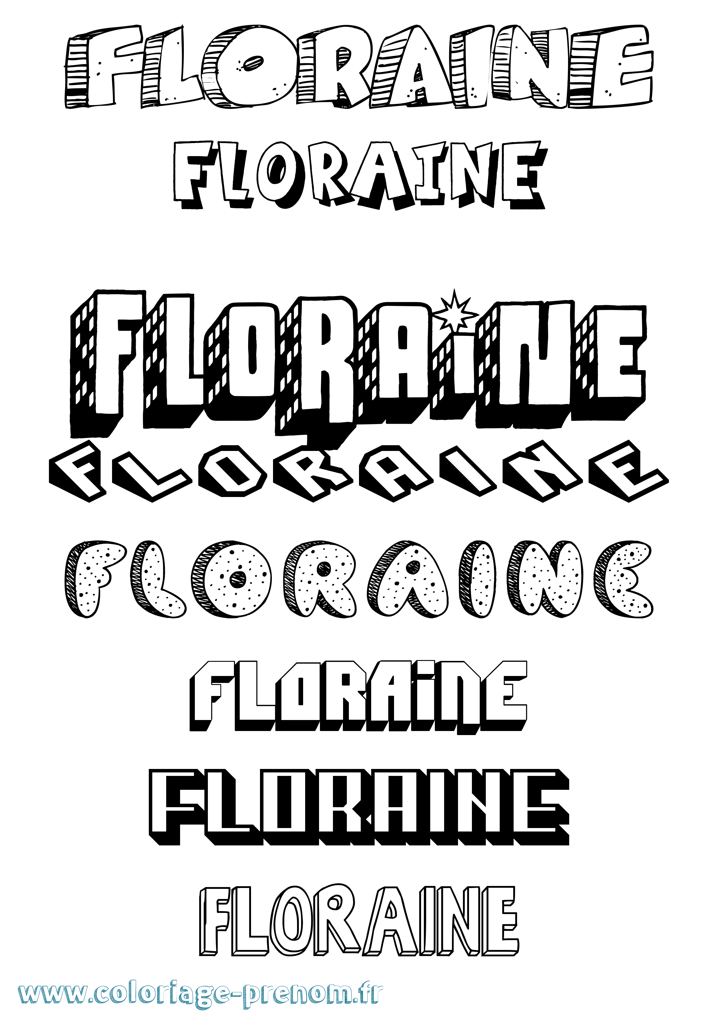 Coloriage prénom Floraine Effet 3D