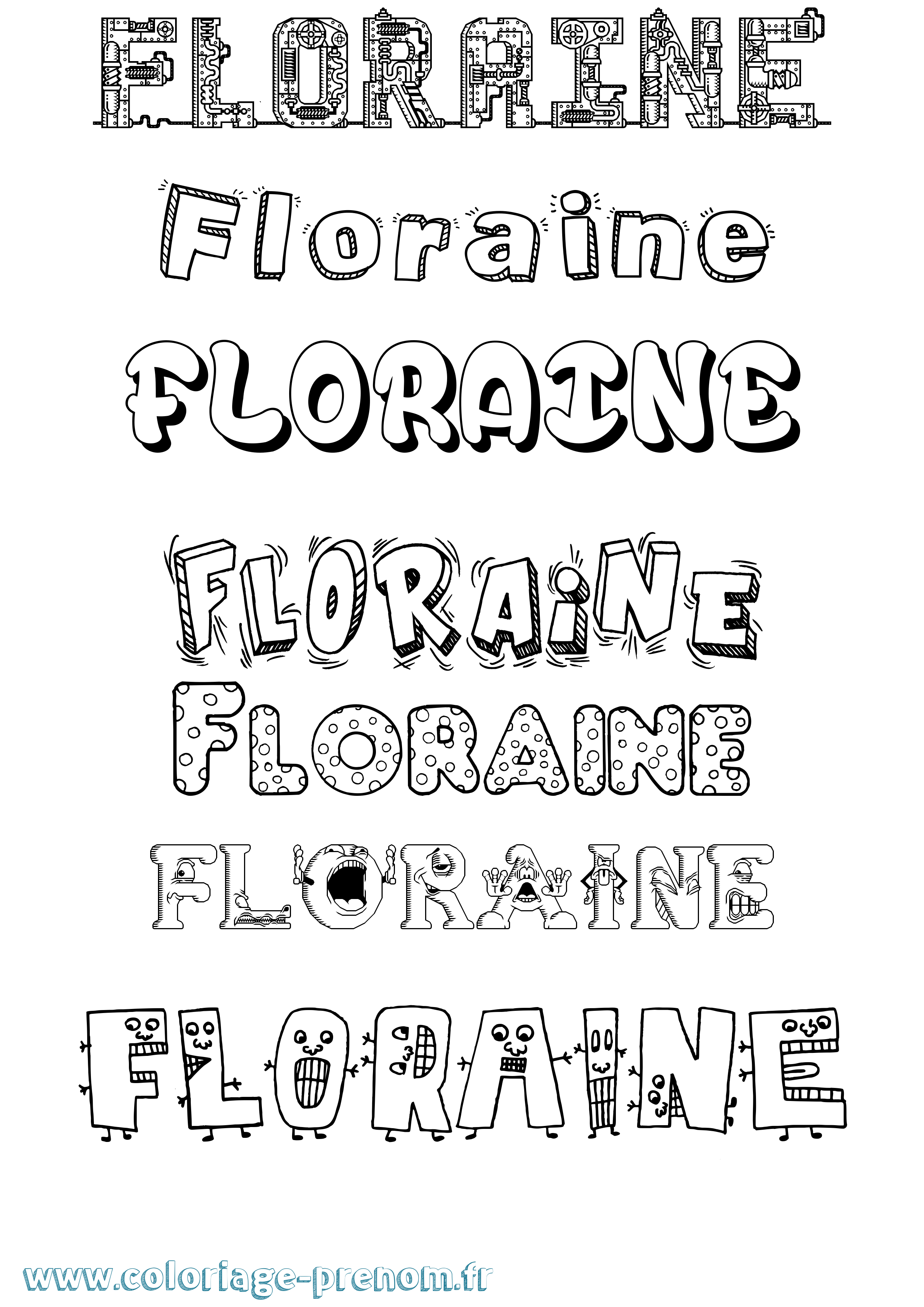 Coloriage prénom Floraine Fun