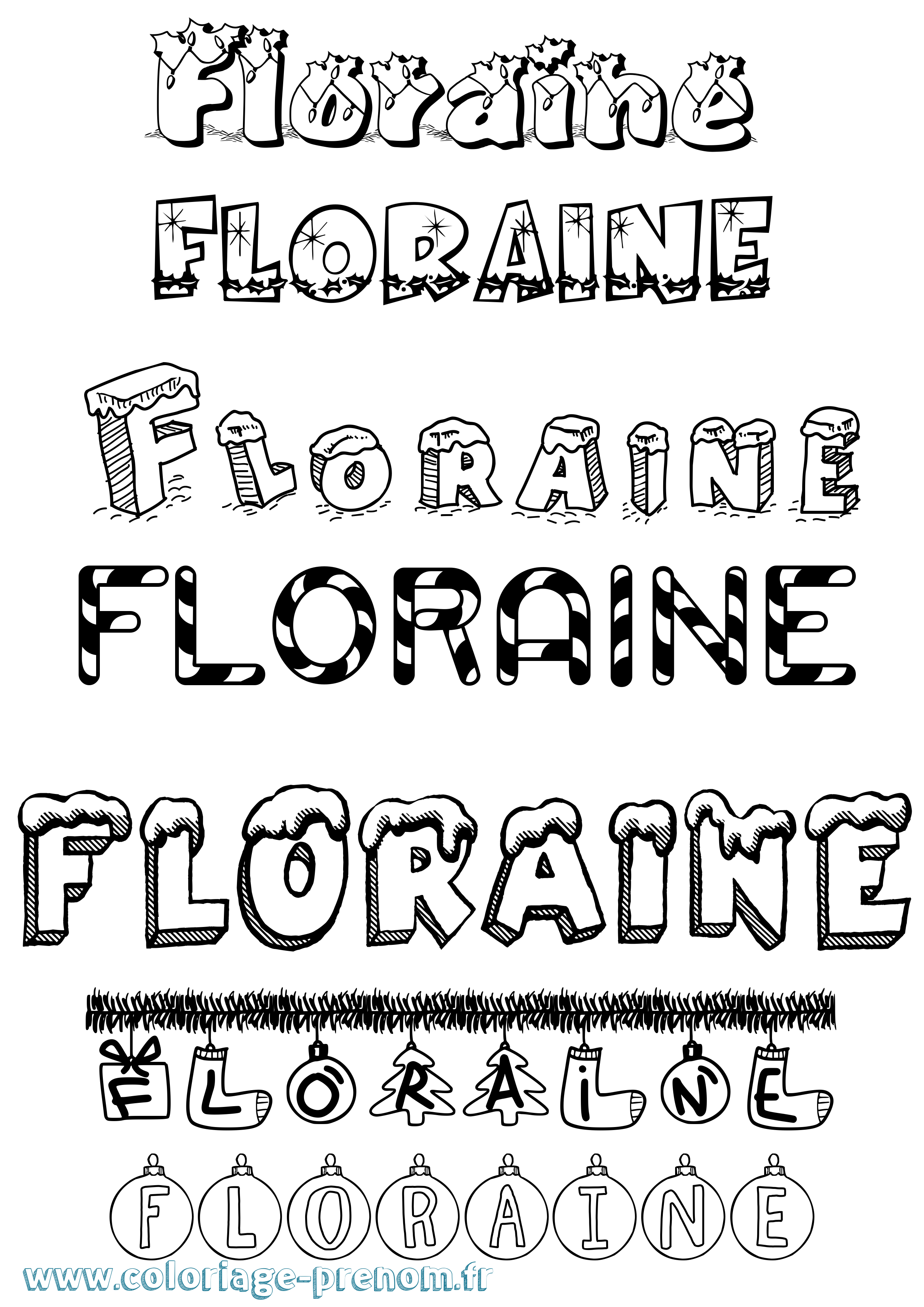 Coloriage Floraine Noël Coloriage prénom Floraine Noël