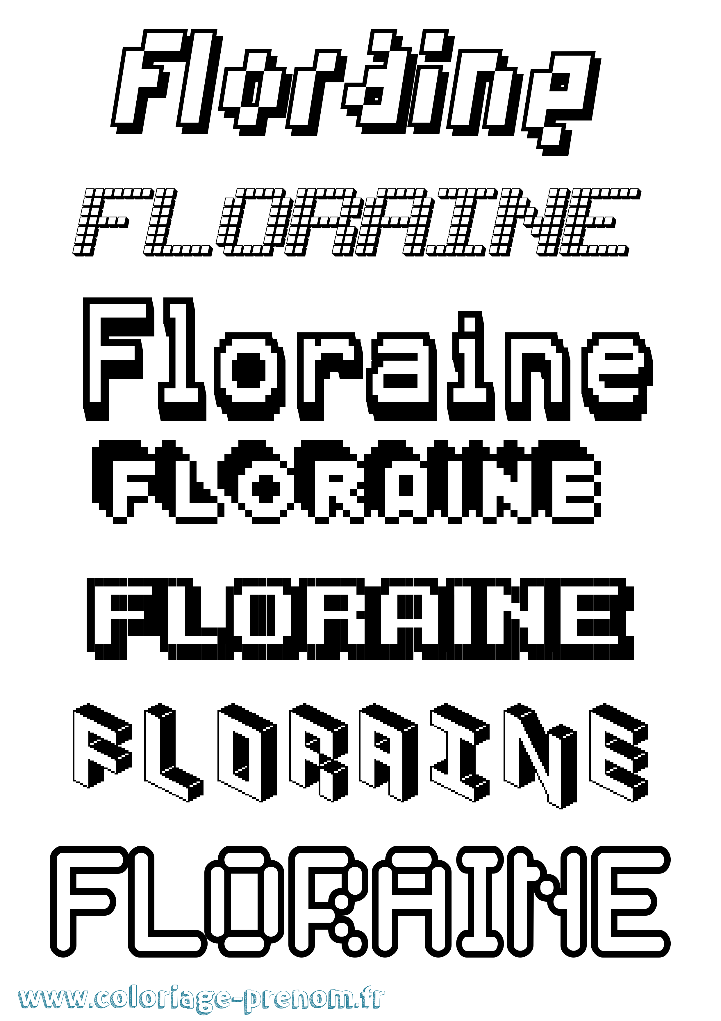 Coloriage Floraine Pixel Coloriage prénom Floraine Pixel