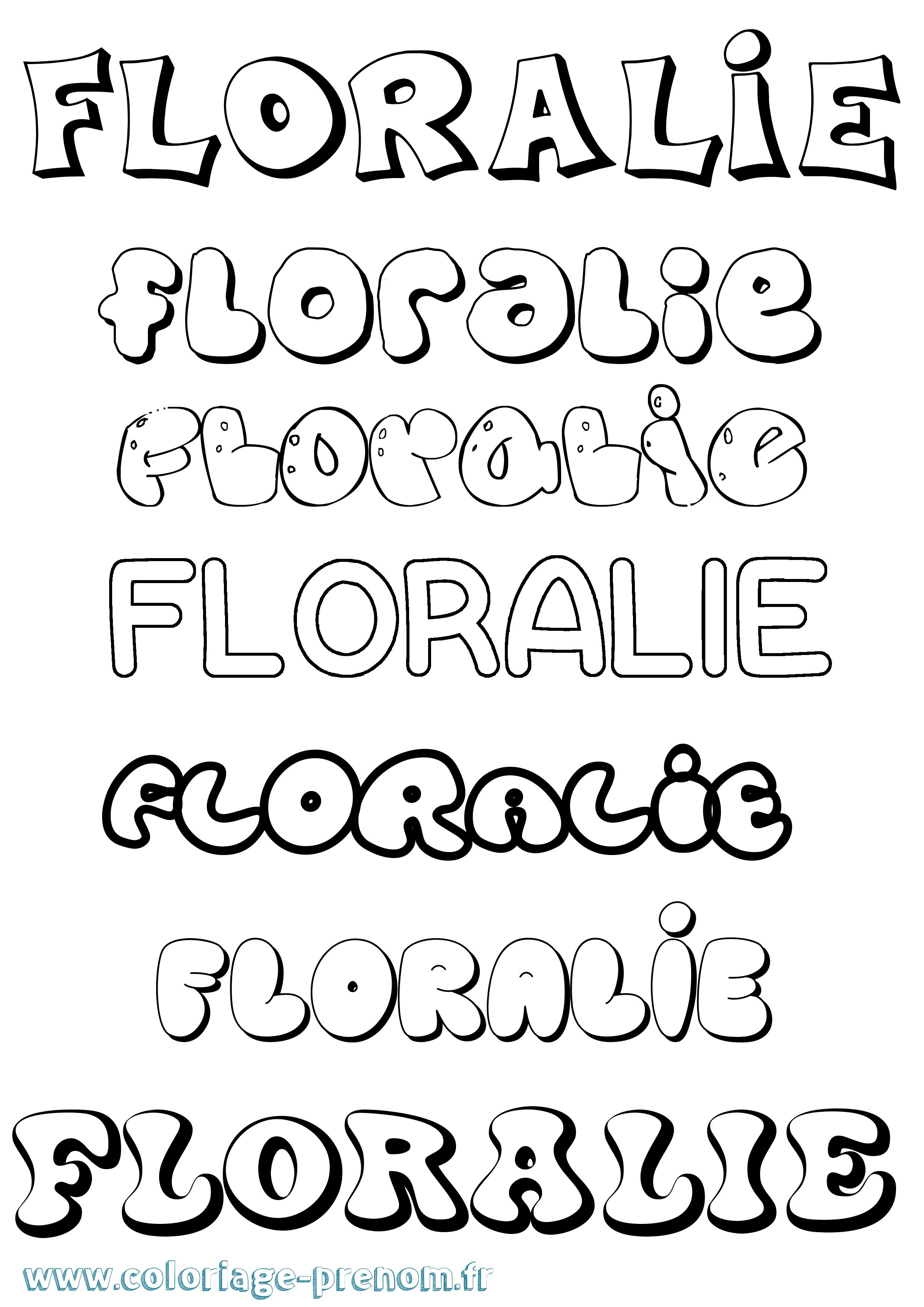 Coloriage prénom Floralie Bubble