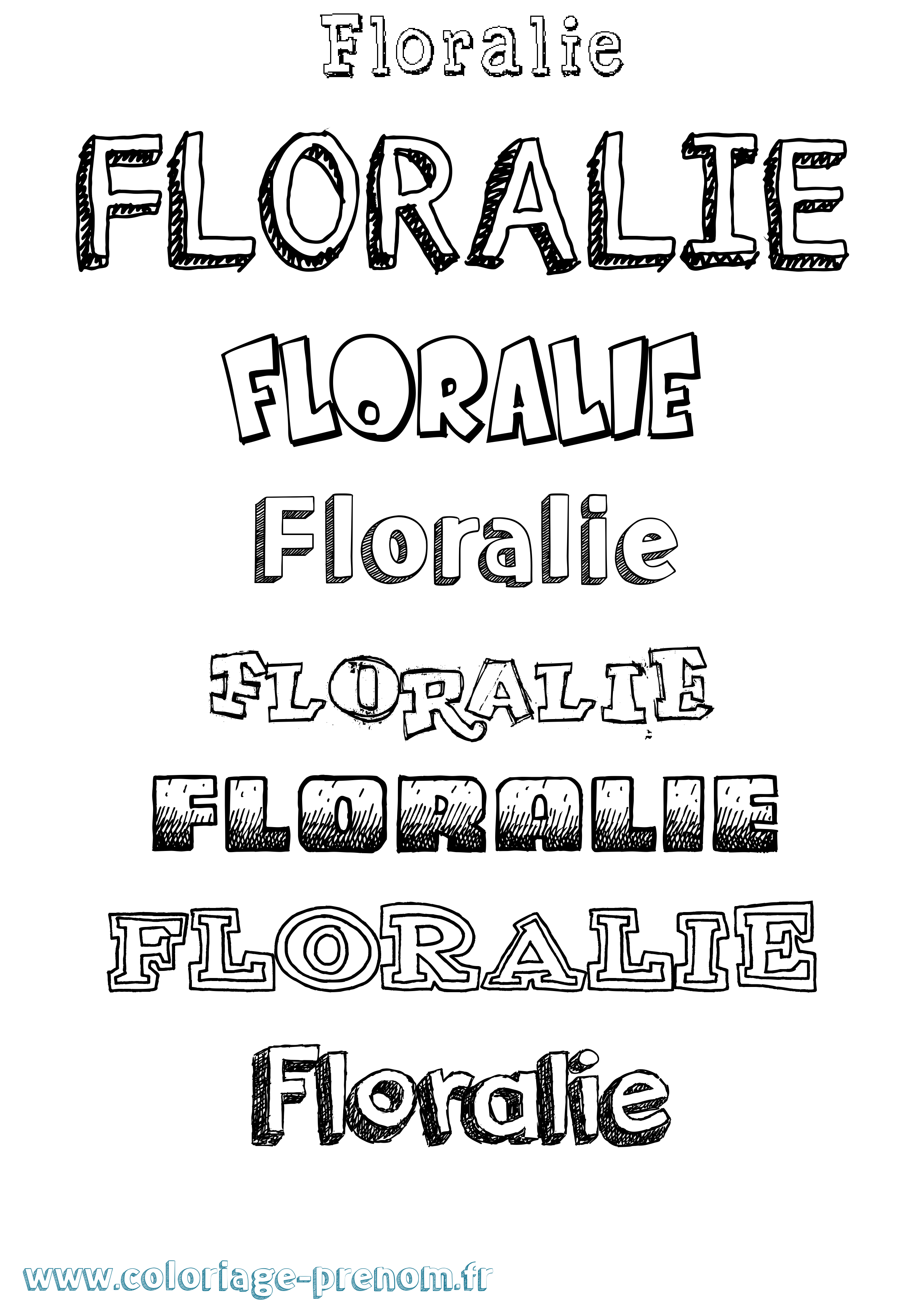 Coloriage prénom Floralie Dessiné