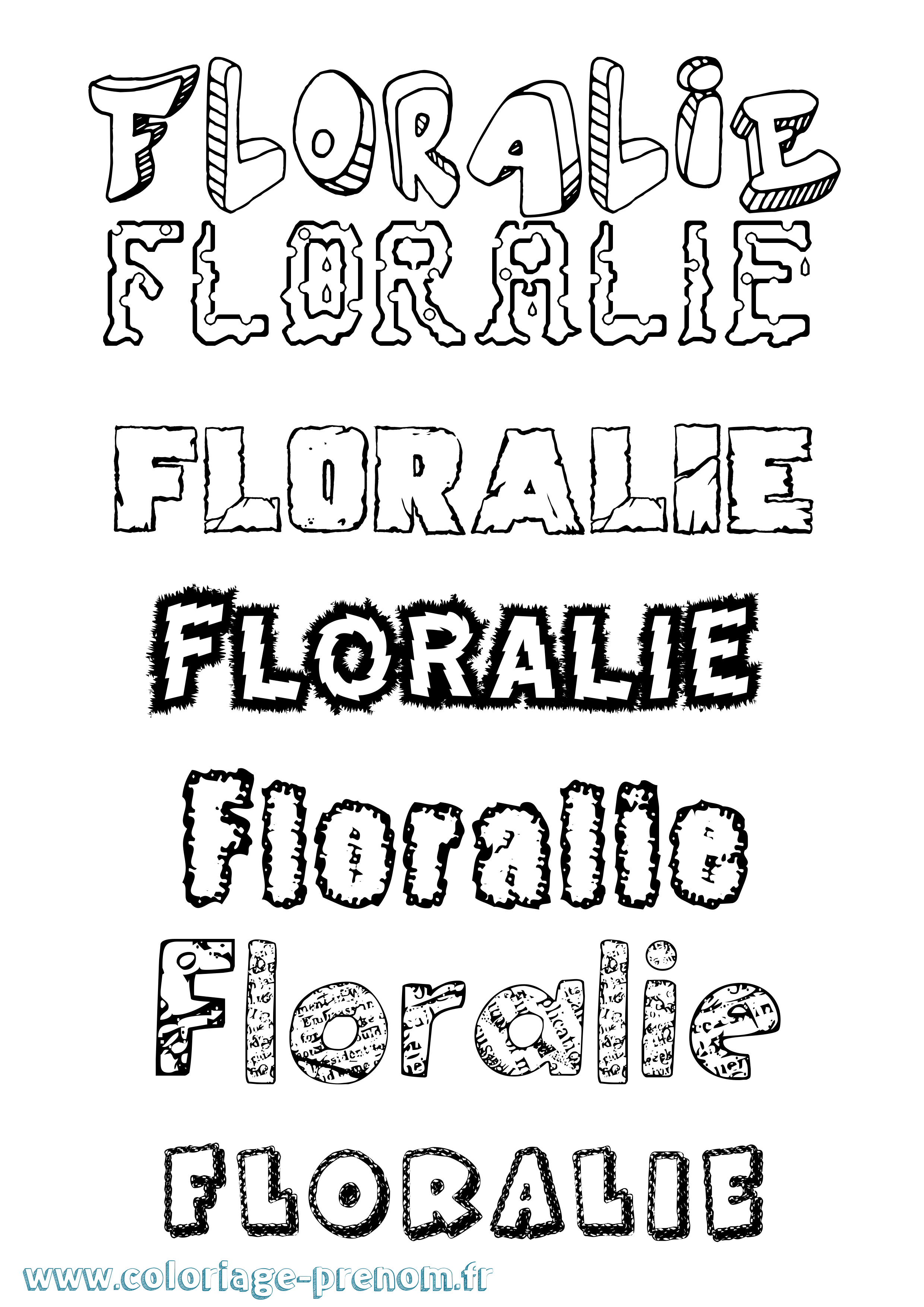 Coloriage prénom Floralie Destructuré