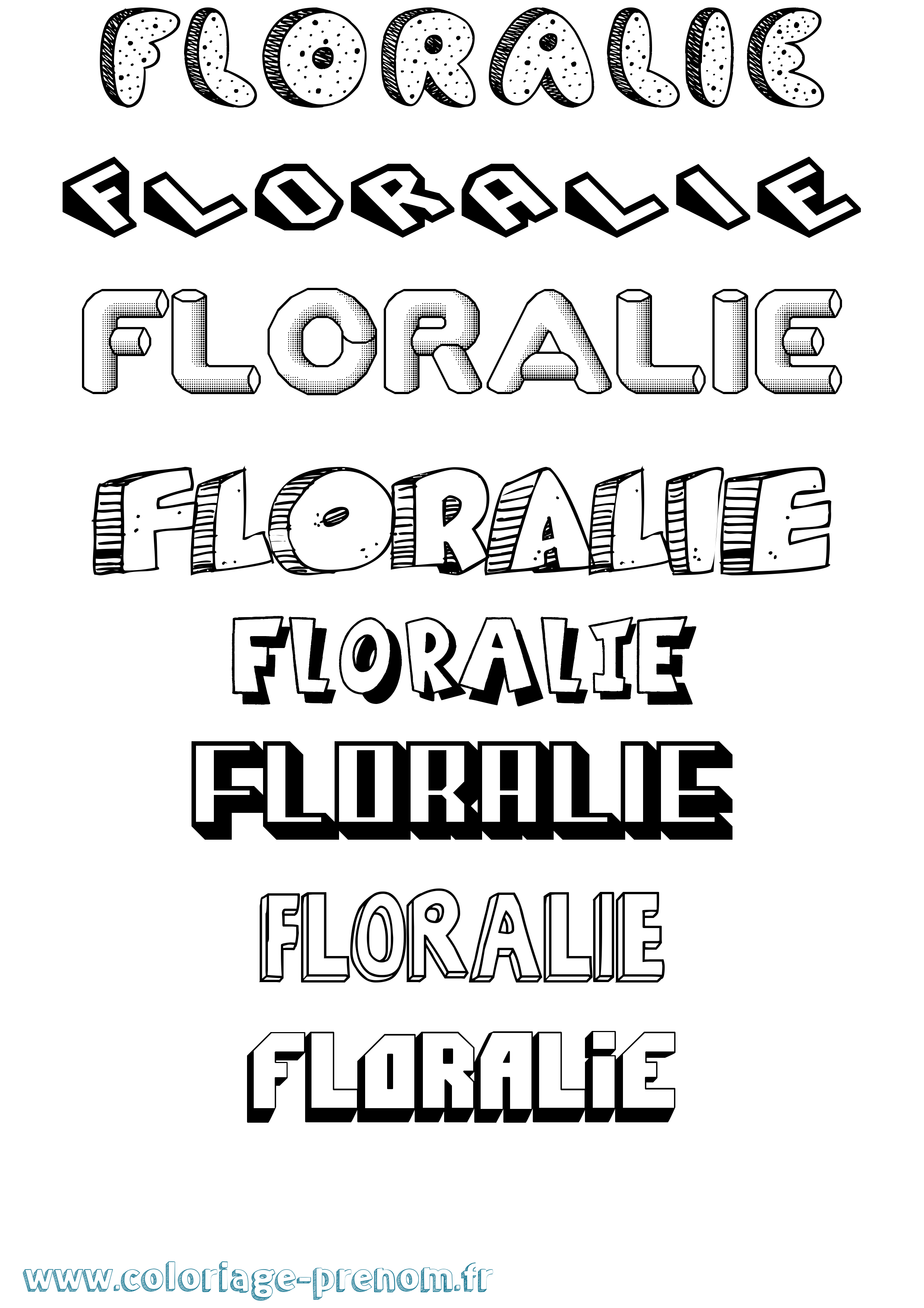 Coloriage prénom Floralie Effet 3D